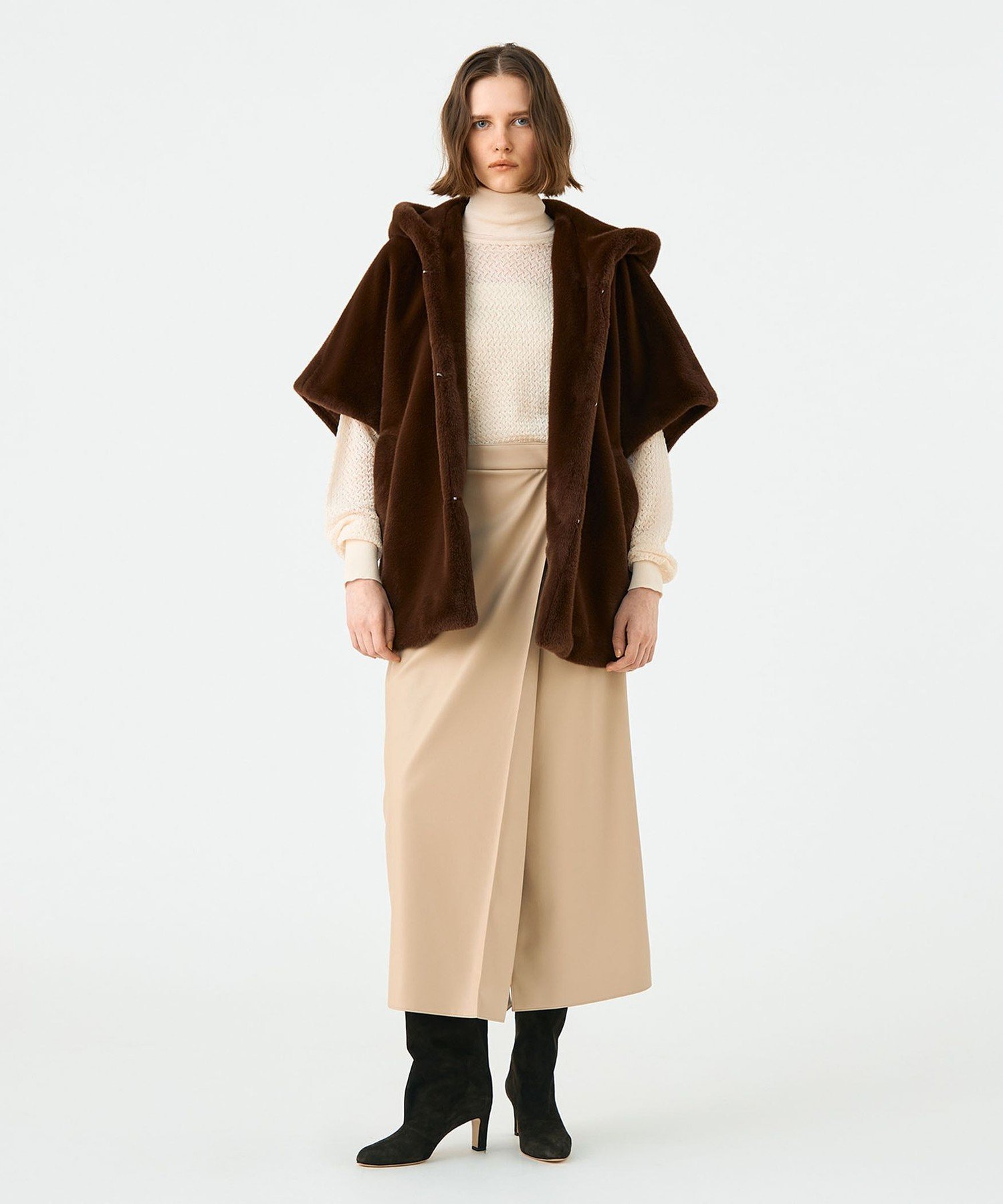 TOMORROWLAND｜スムースファー フーディーポンチョ | Rakuten Fashion