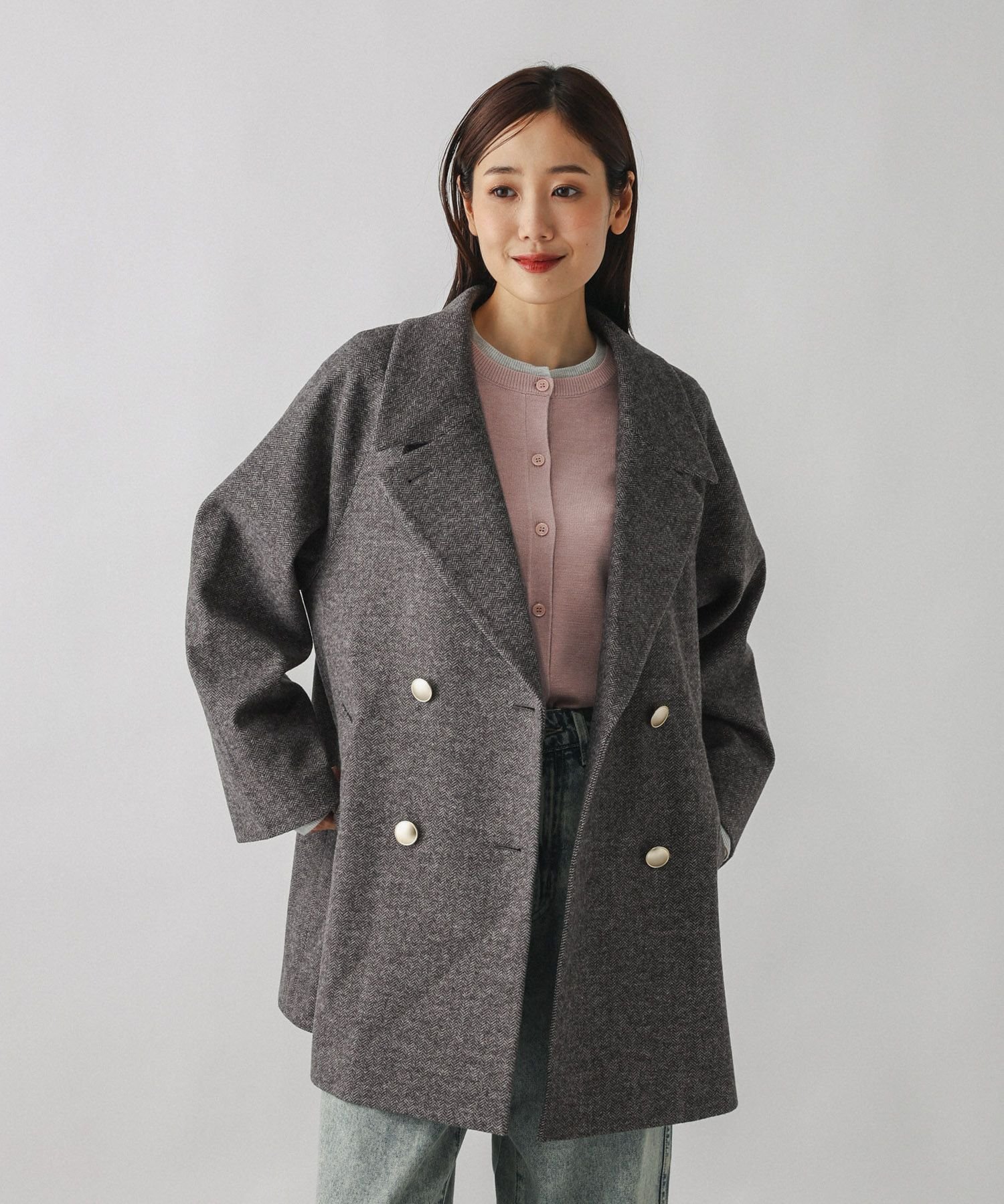 GLOBAL WORK｜軽やかストレッチ襟2WAYミドルコート/499658 | Rakuten