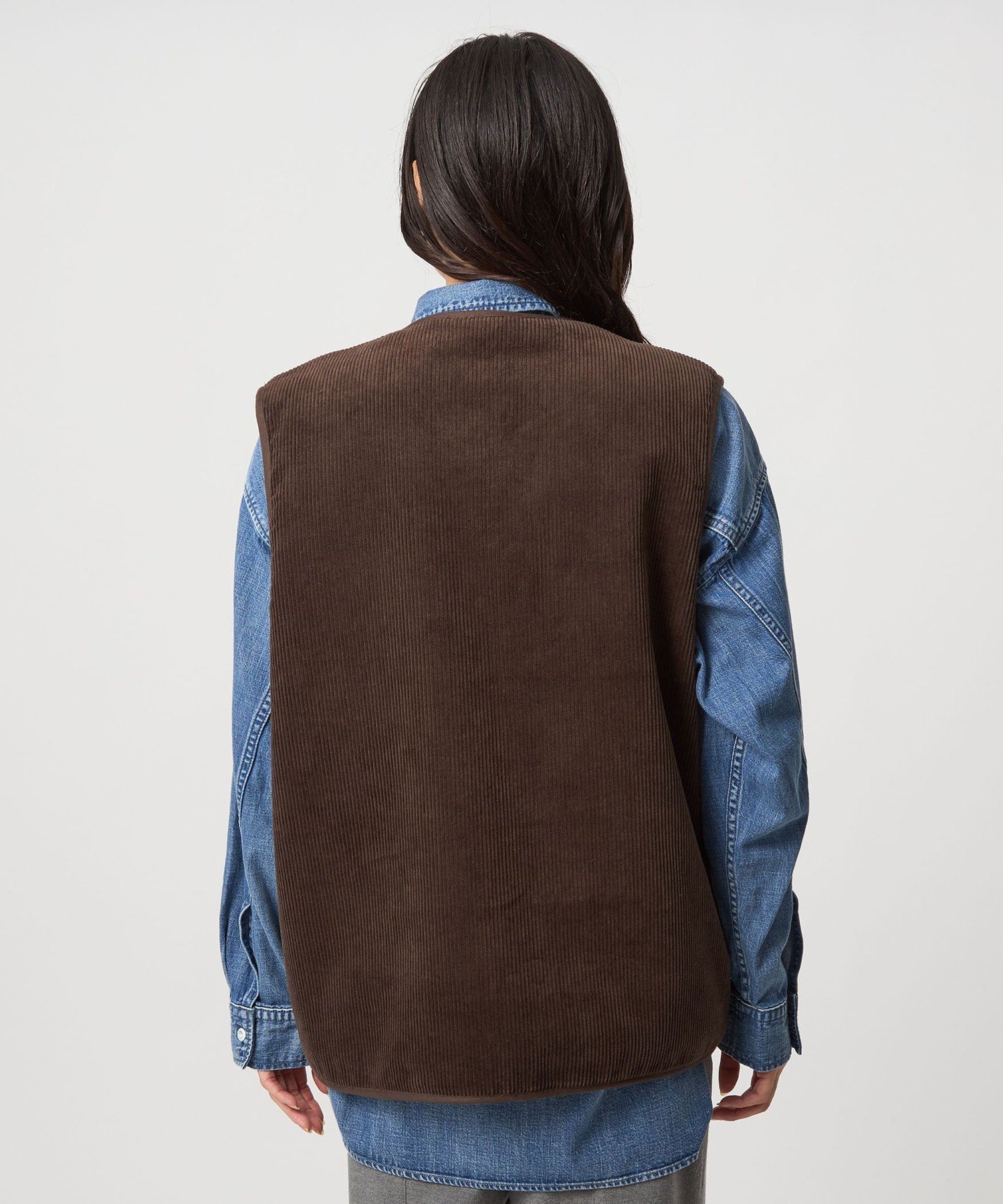 リバーシブルフェイクファーコーデュロイ ベスト 40 ブラウン UNITED ARROWS green label relaxing｜【別注】<Barbour>リバーシブル