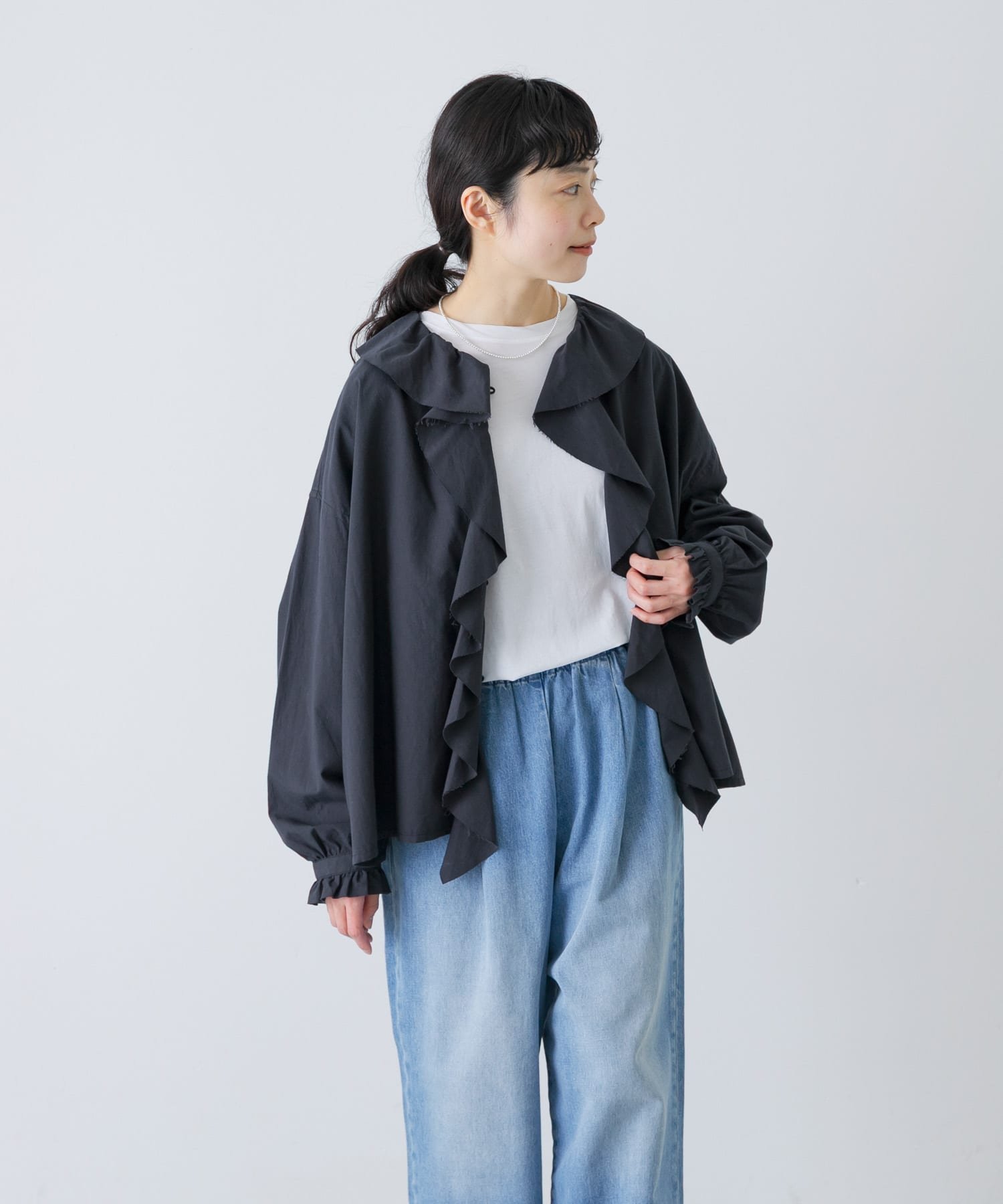 かぐれ｜コットンフリルカラーシャツ | Rakuten Fashion(楽天