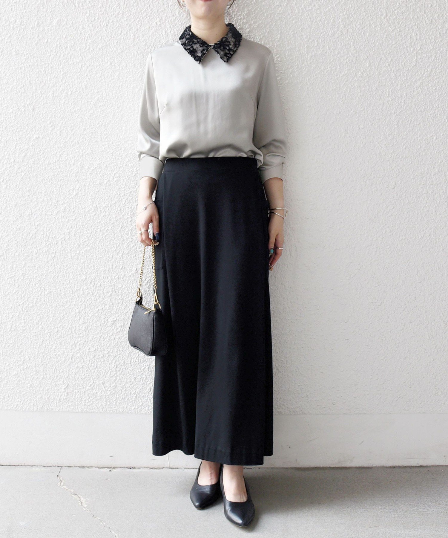 新品⭐︎SHIPS any「洗濯可能」サテン　レースカラーブラウス SHIPS｜SHIPS any:<洗濯機可能>サテン レースカラー ブラウス