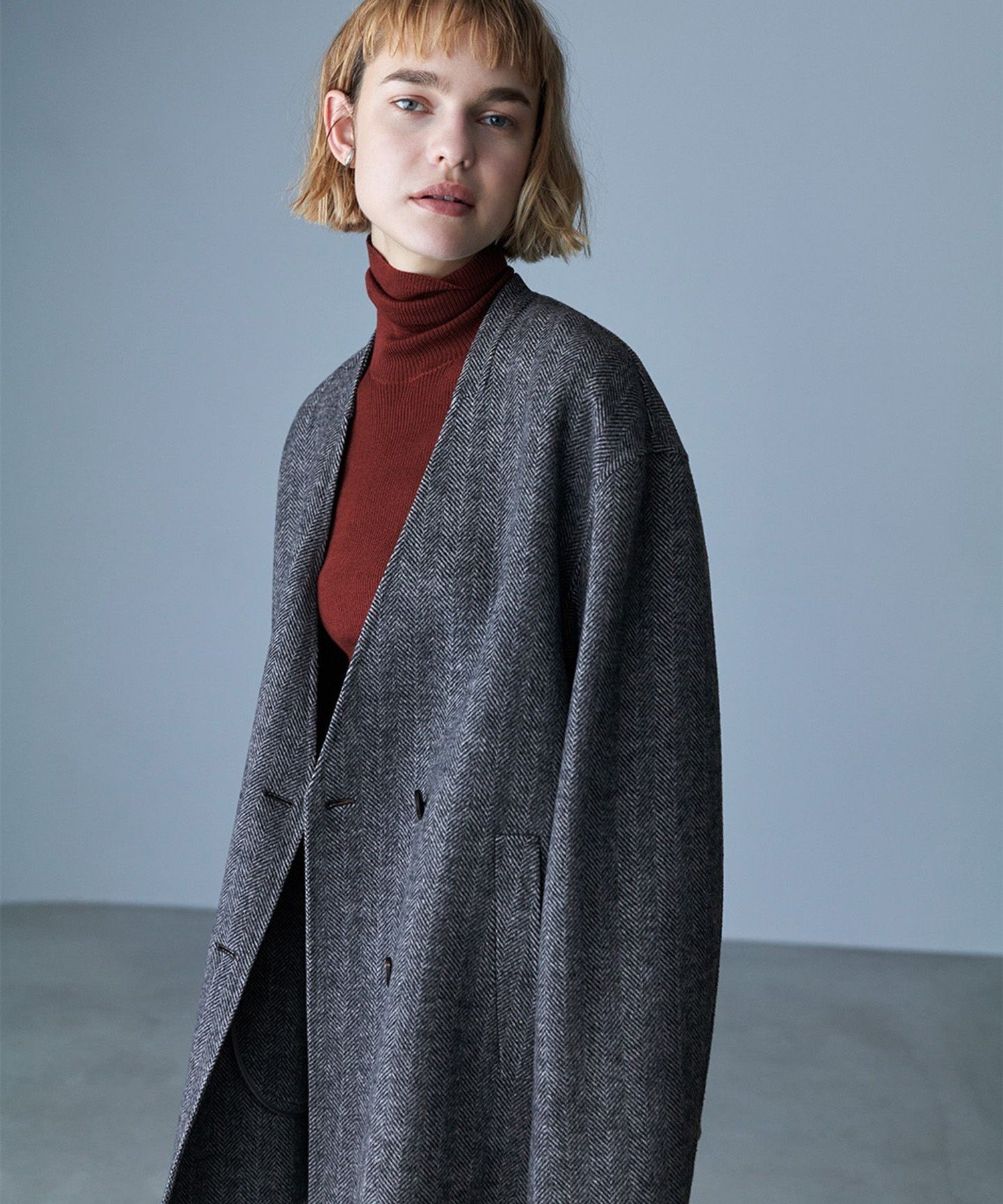 ICB｜WoolRever ノーカラーショートコート | Rakuten Fashion(楽天