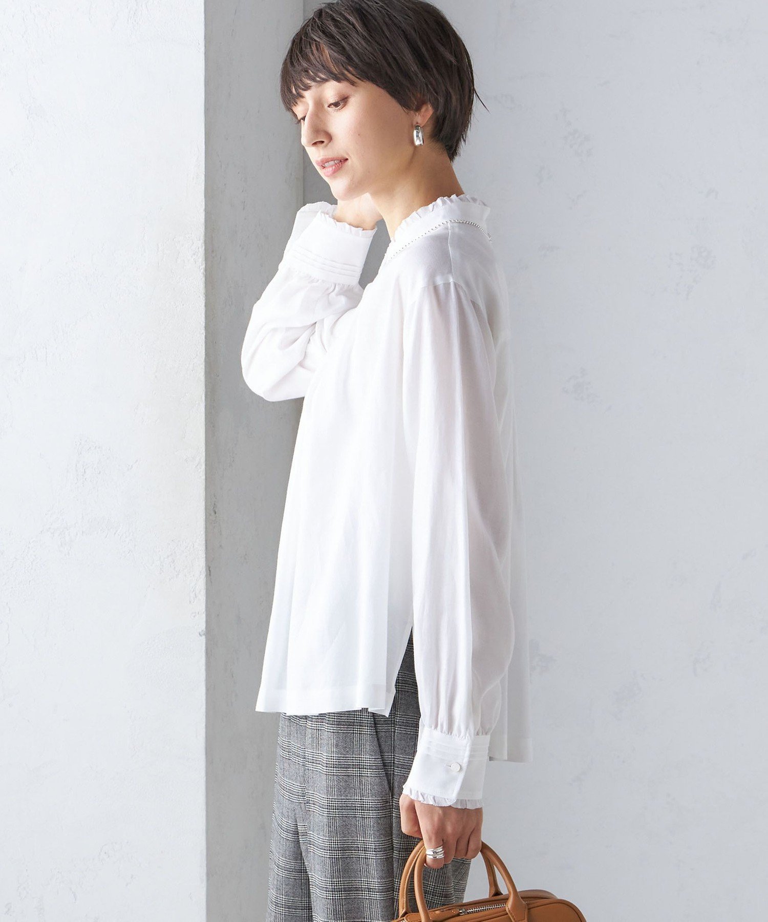 スキッパーネックフロントギャザーブラウス スキッパーギャザーブラウス