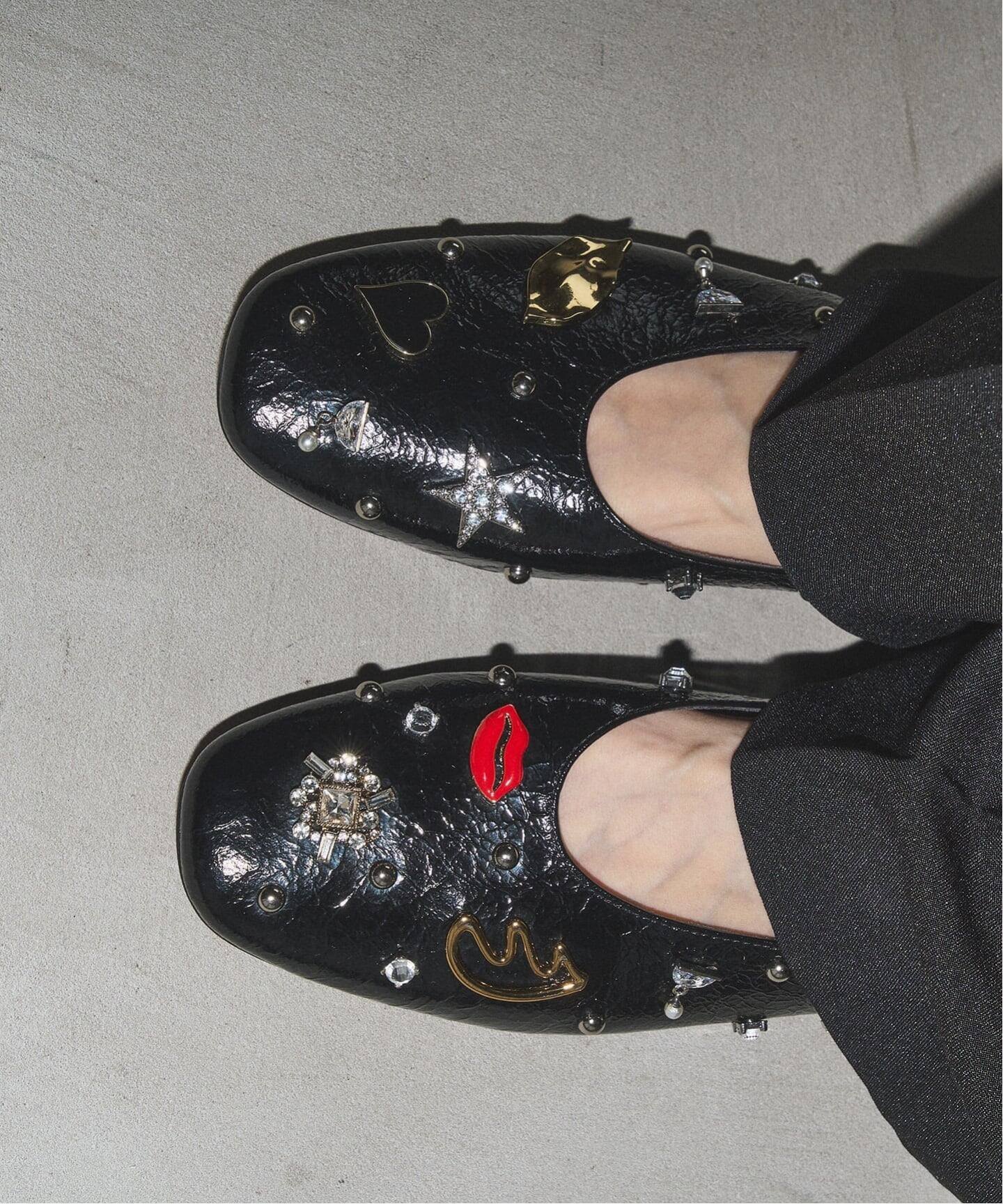 LE TALON｜GRISEレザーSURREALモチーフフラット | Rakuten Fashion