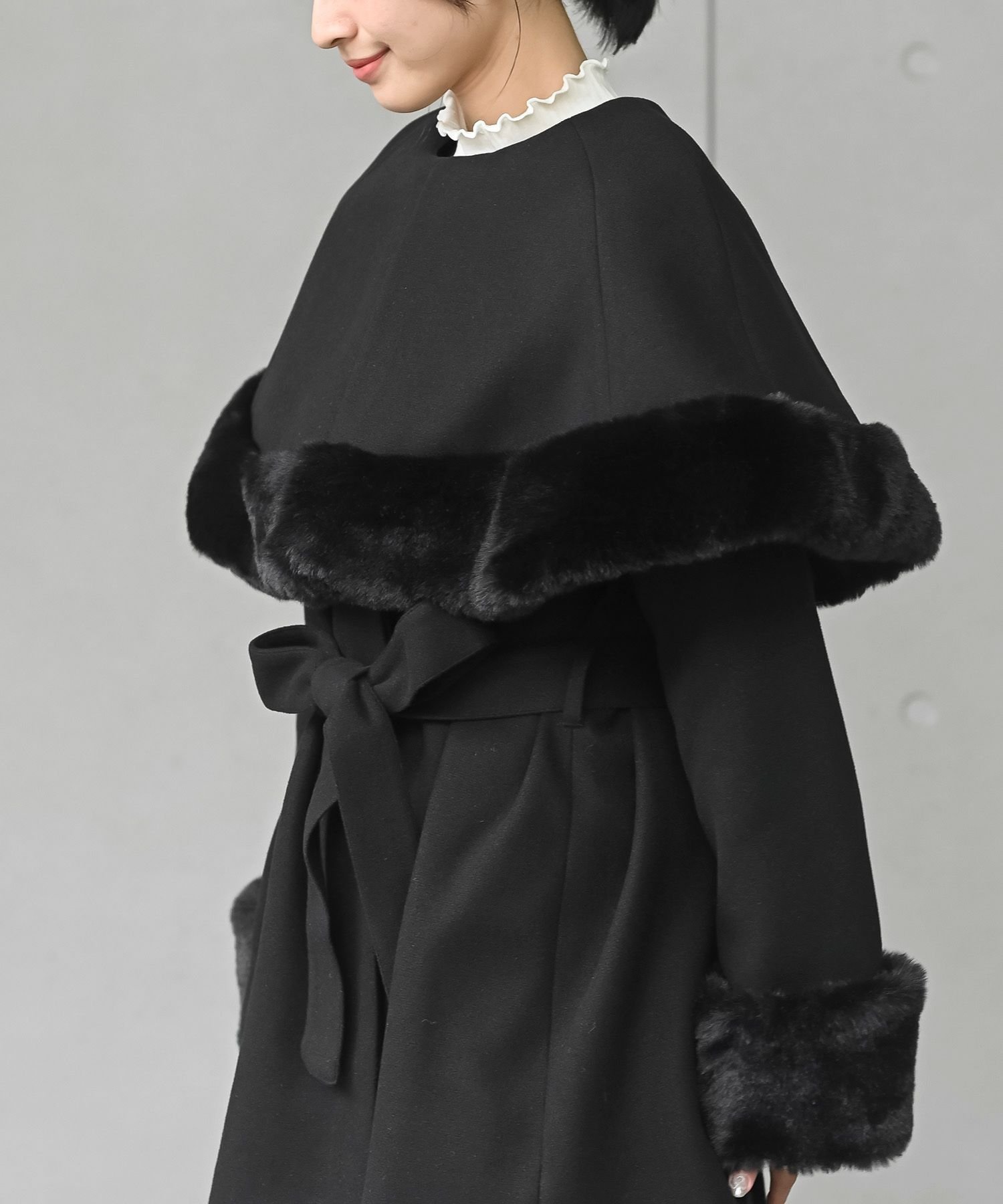 rps｜フェイクファーケープ付きコート | Rakuten Fashion(楽天