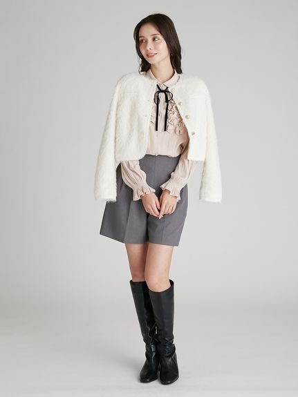 CELFORD｜【ウォッシャブル】フリルヨークシャツカラーブラウス