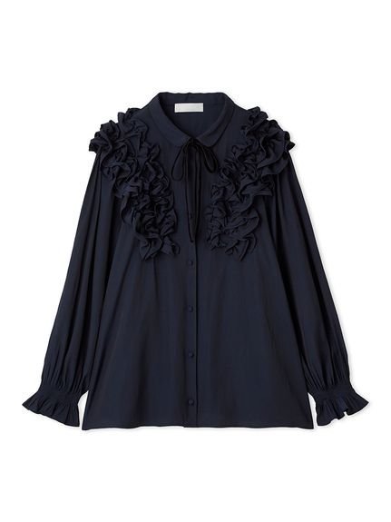 CELFORD｜【ウォッシャブル】フリルヨークシャツカラーブラウス