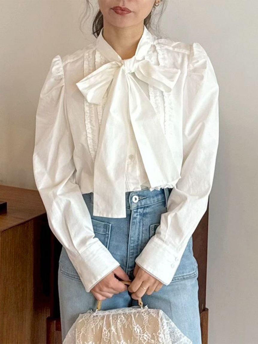 LILY BROWN｜ボウタイフリルレースブラウス | Rakuten Fashion(楽天