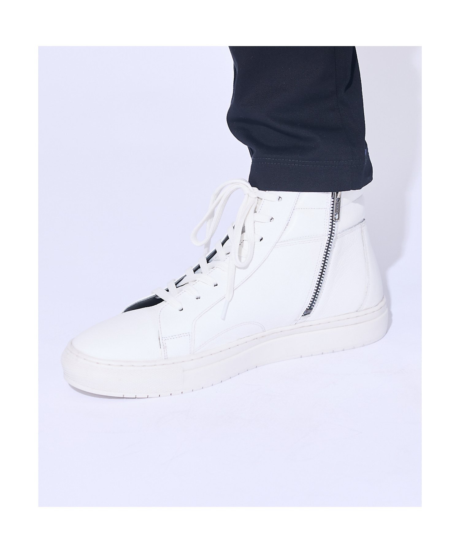 alfredoBANNISTER｜サイドジップ ハイカット レザースニーカー