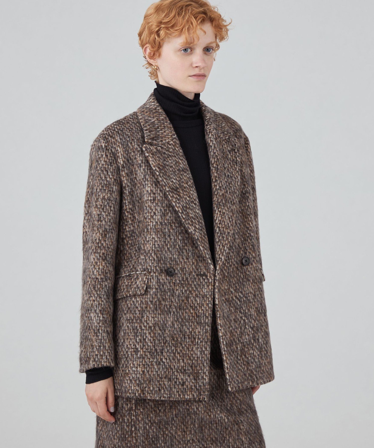 TOMORROWLAND｜モヘヤミックスシャギー ダブルブレストジャケット