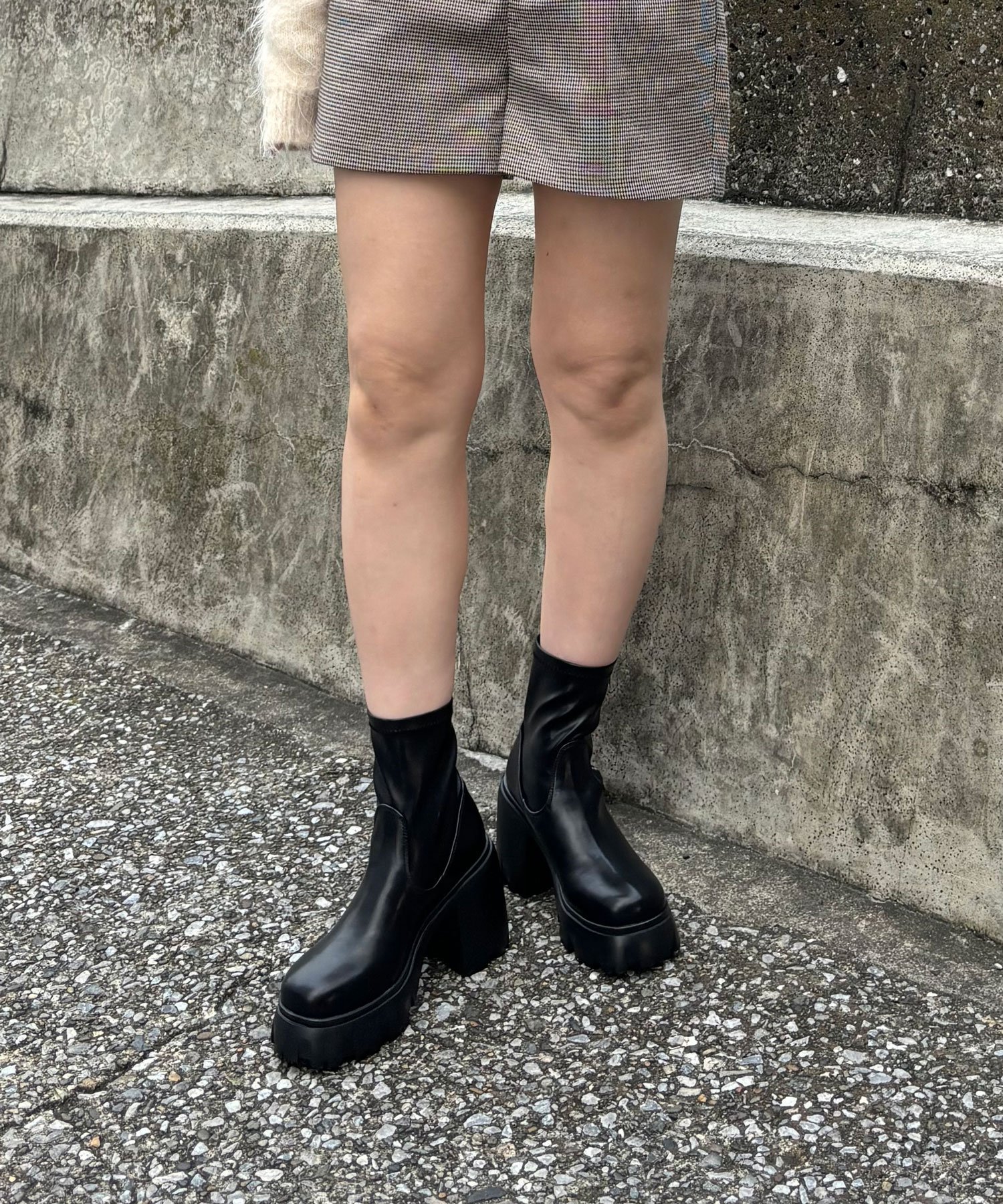 EVOL｜サイドファスナー10cm厚底ショートブーツ | Rakuten Fashion