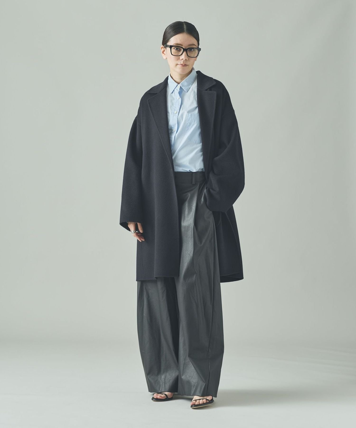 【出品明日まで】カレンソロジー ウールカシミヤビーバーコート　ネイビー Curensology(カレンソロジー)｜〈C.S.G〉ウールカシミヤビーバーコート