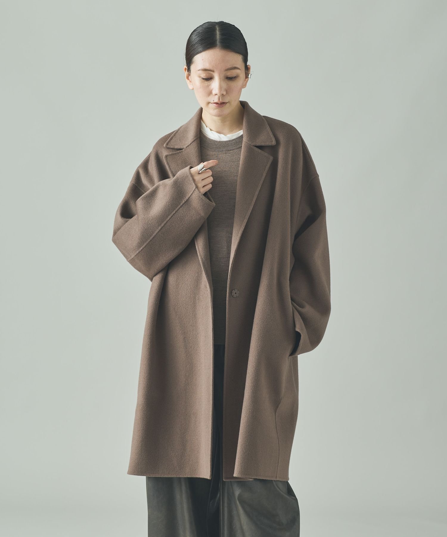 【出品明日まで】カレンソロジー ウールカシミヤビーバーコート　ネイビー Curensology(カレンソロジー)｜〈C.S.G〉ウールカシミヤビーバーコート