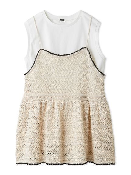 Mila Owen｜【ウォッシャブル】クロシェニットキャミ×ノースリトップス