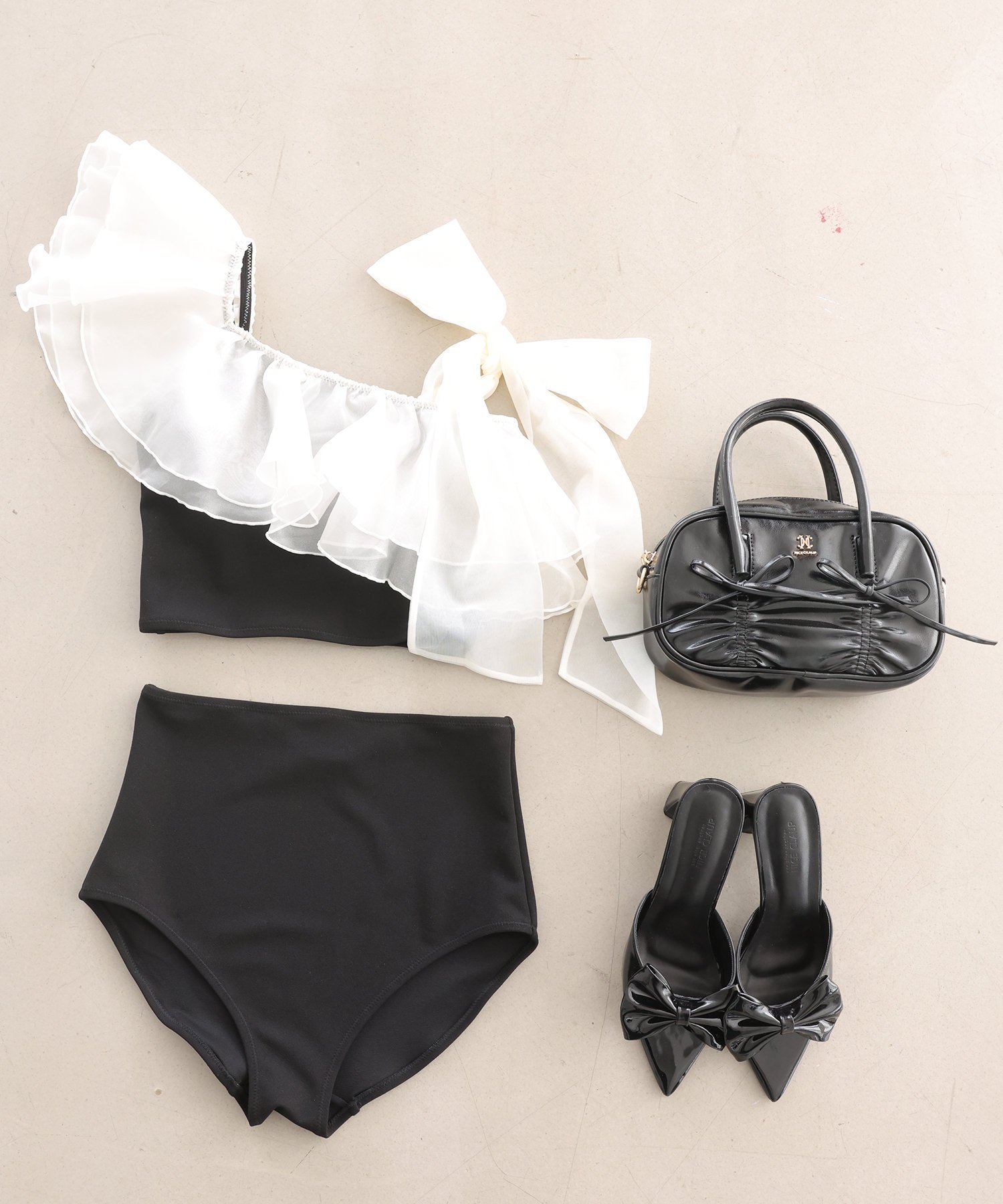 one after another NICE CLAUP｜swimwear/肩リボンワンショル(3点