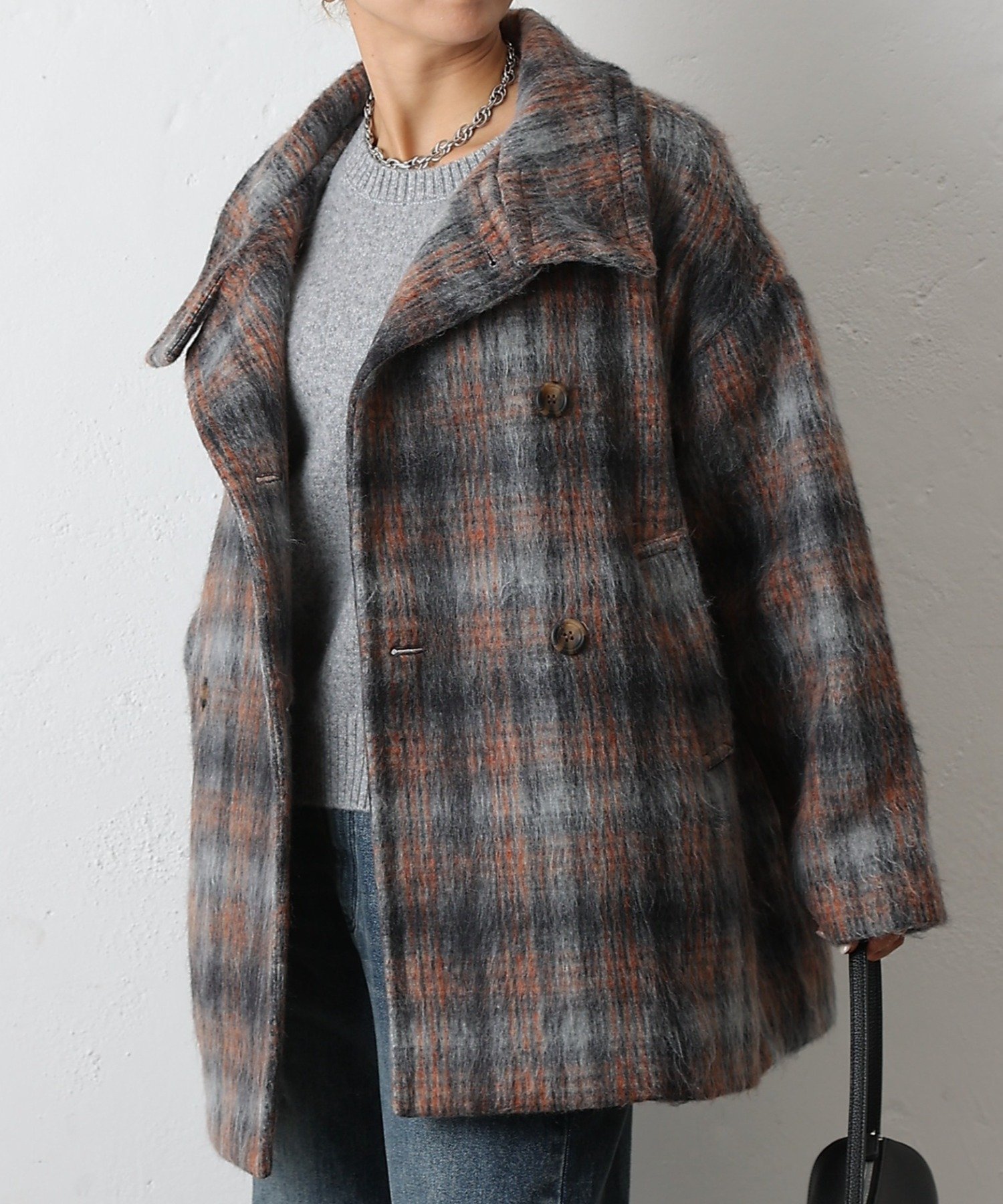 COLONY 2139｜シャギーチェックスタンドカラーコート | Rakuten