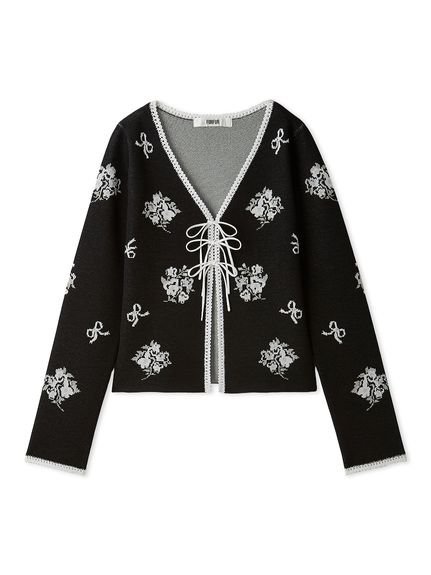 FURFUR｜フラワーリボンジャガードカーディガン | Rakuten Fashion