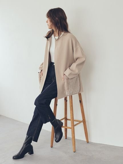 Mila Owen｜【WEB限定カラー】2wayファーポケットリバーコート