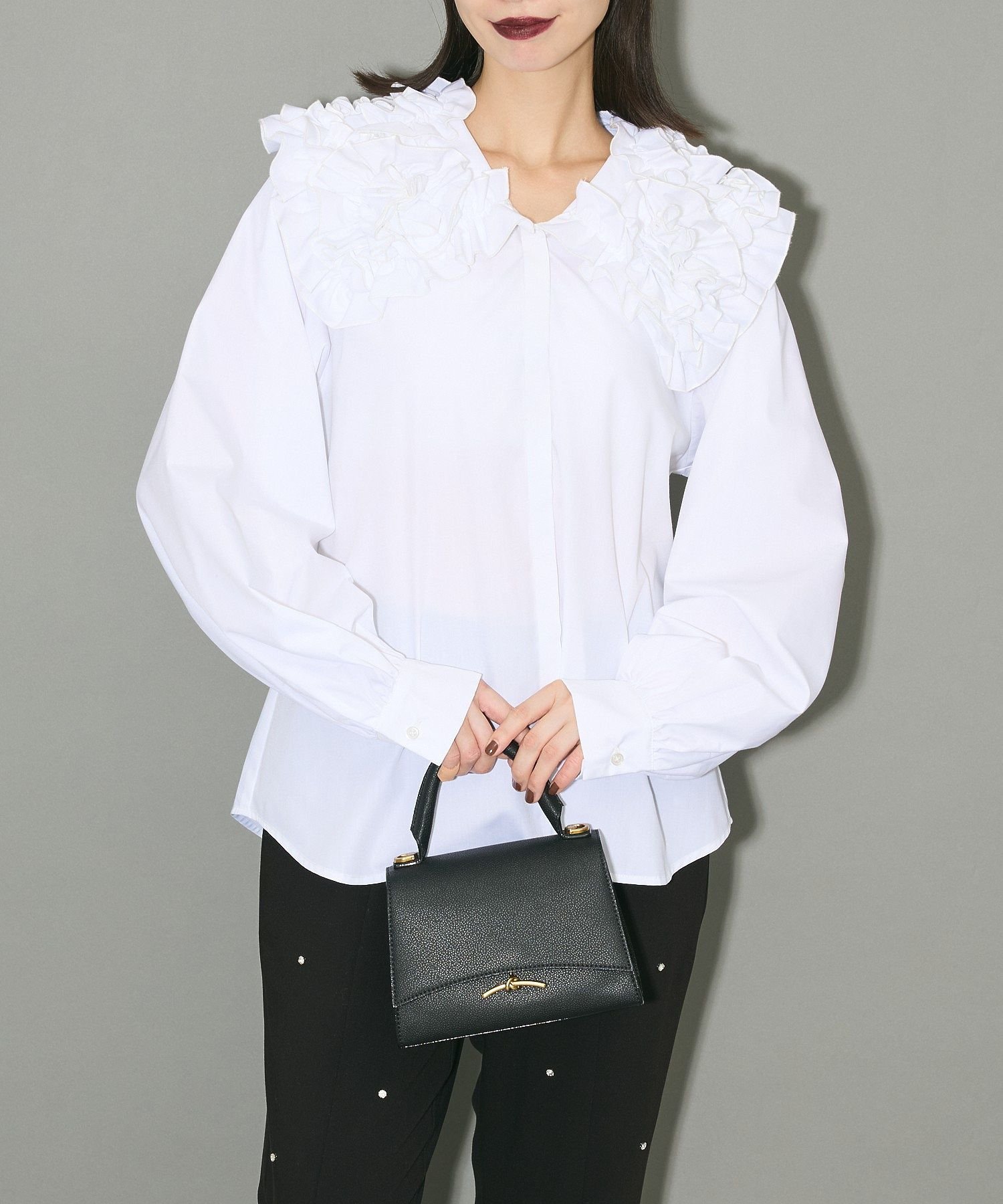 Green Parks｜フリルビッグカラーブラウス | Rakuten Fashion(楽天