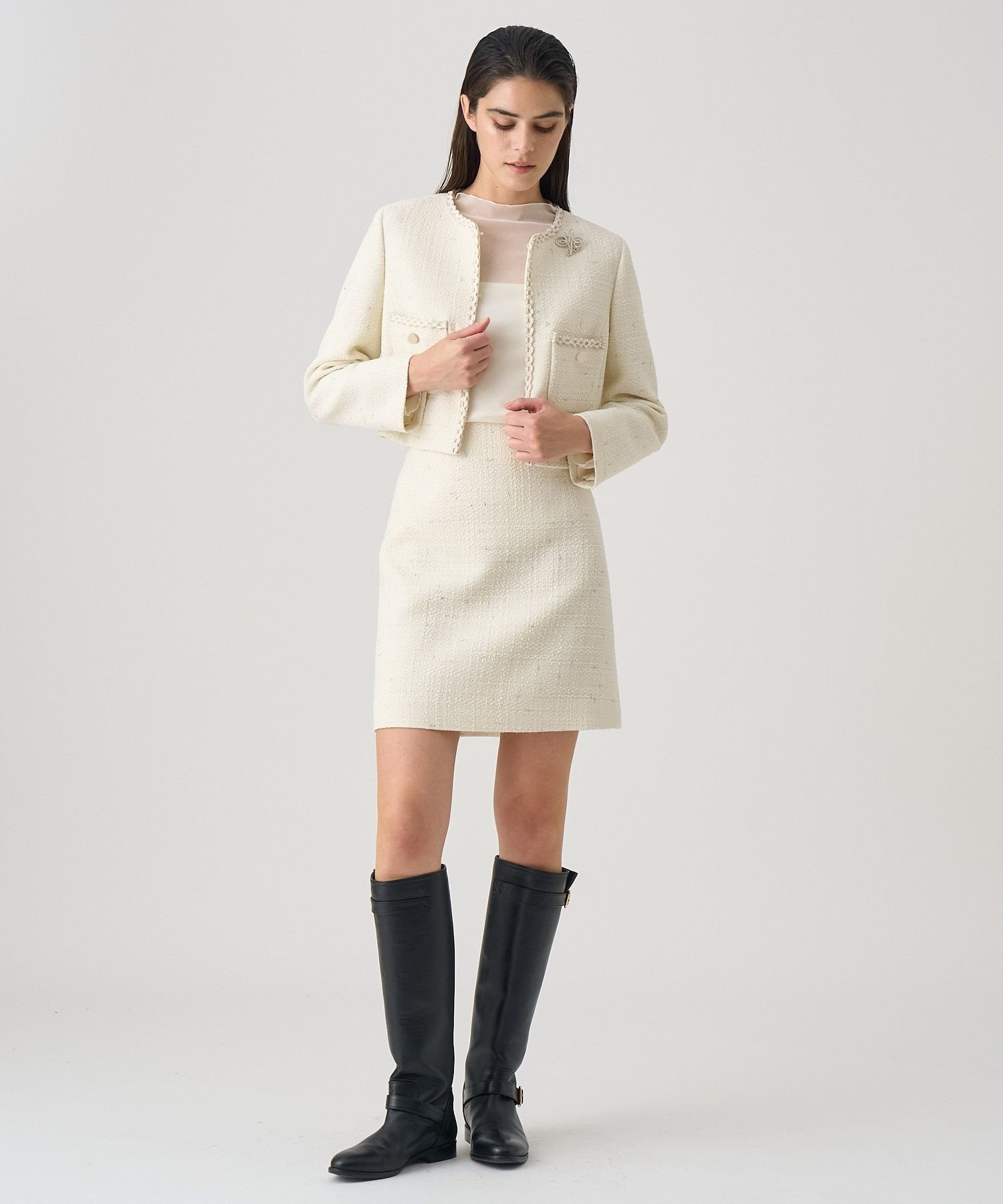 ANAYI｜【セットアップ対応商品】ラメスラブツイードショート