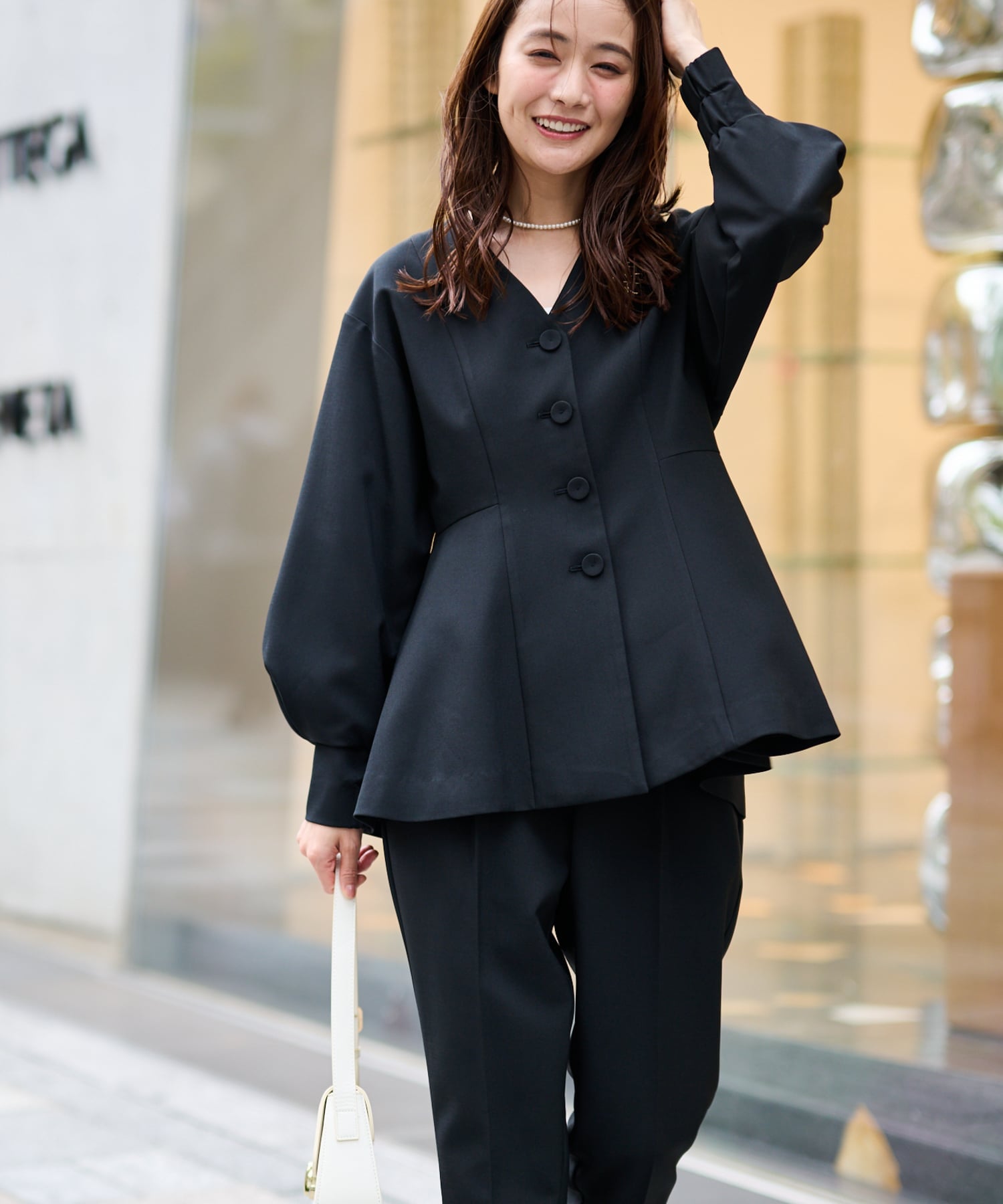 Ranan｜Vネックペプラムセットアップ | Rakuten Fashion(楽天