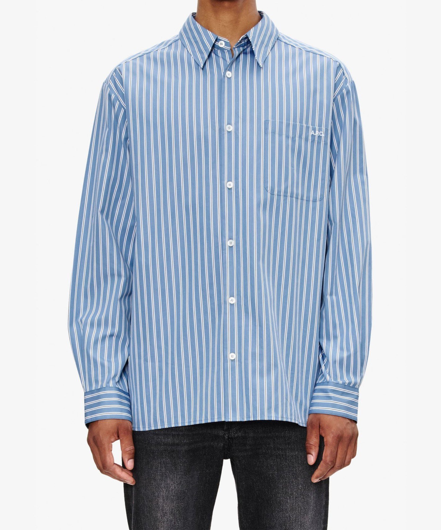 A.P.C.｜ルーズフィットブルーストライプシャツ | Rakuten Fashion