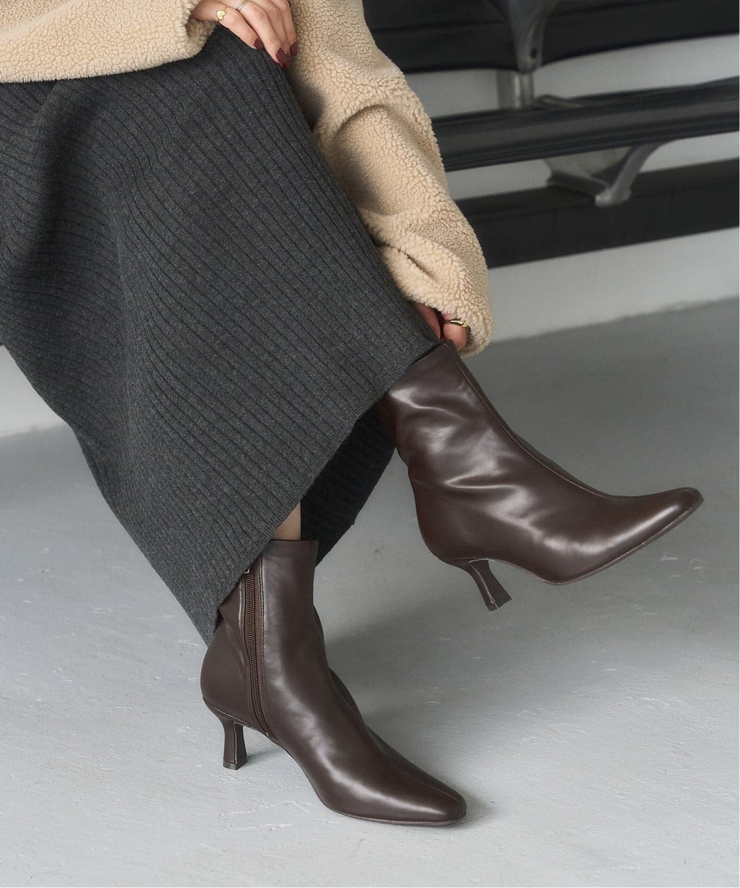 LE TALON｜《追加》6cmフレンチスクエアフィットショートブーツ