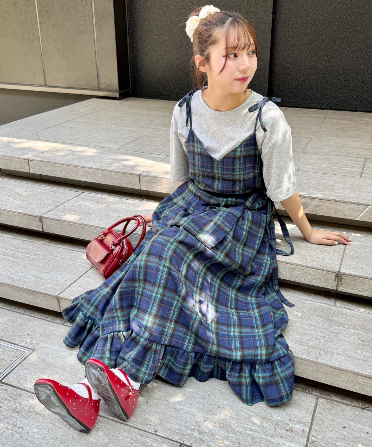 Outfitter lab｜チェック柄フリルリボンキャミワンピース | Rakuten