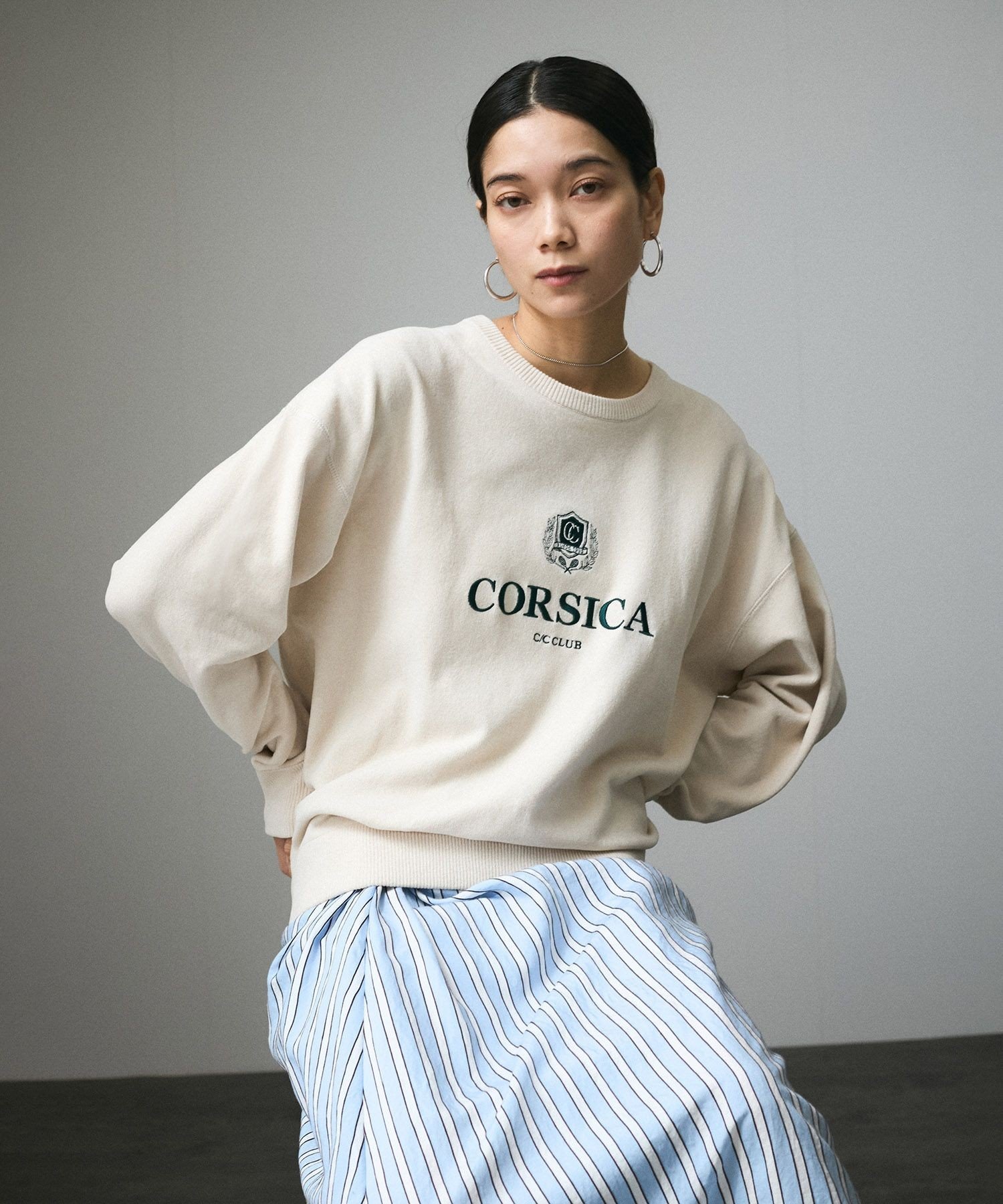 SALON adam et rope'｜刺繍ロゴスウェット -CreamyCotton /クリーミー