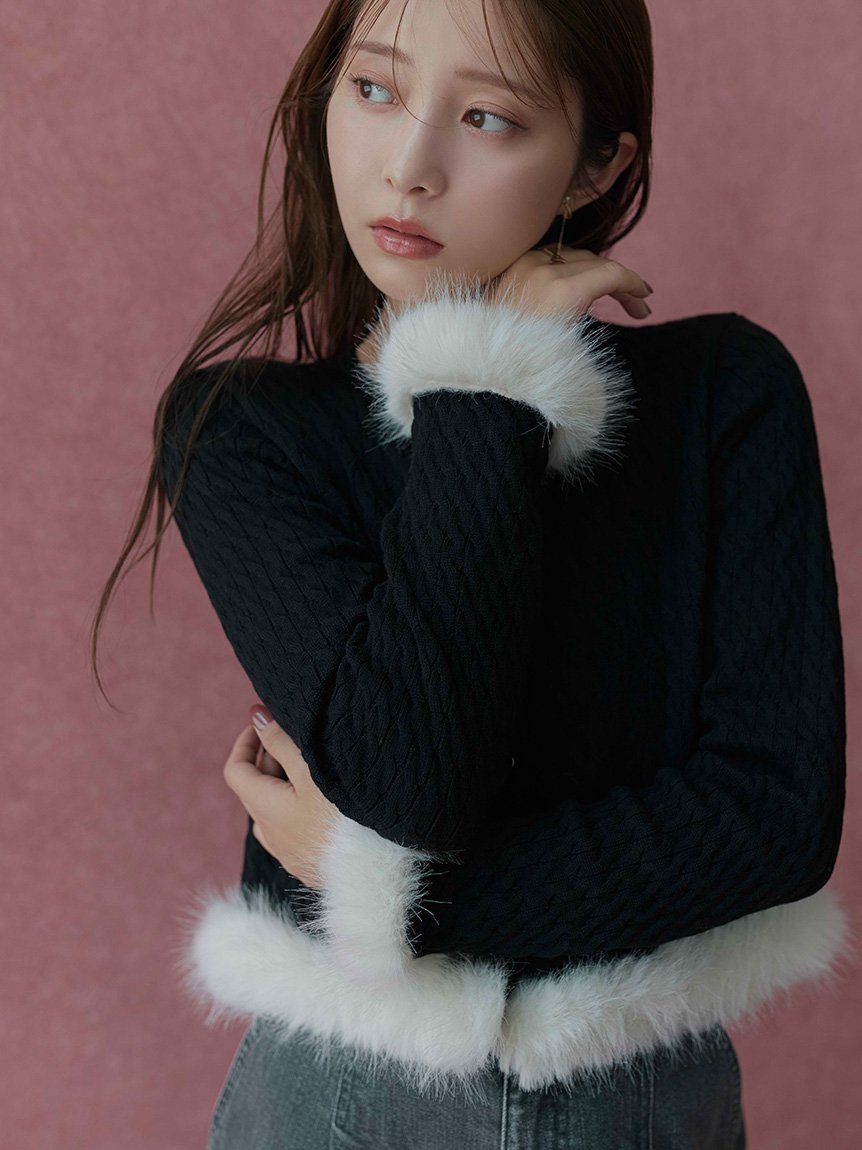 CELFORD｜【限定カラーあり】シルクカシミア混ファートリム