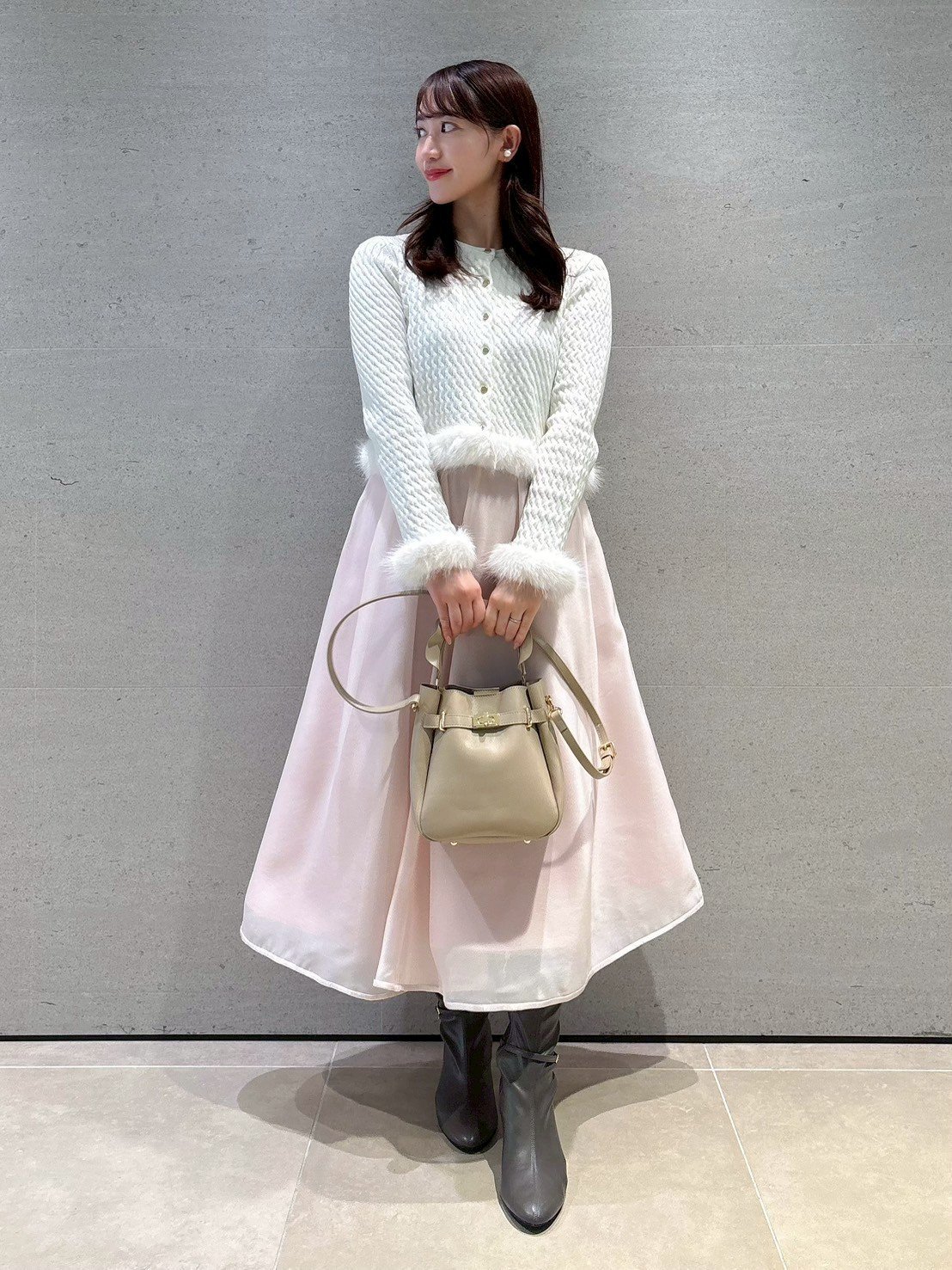 CELFORD｜【限定カラーあり】シルクカシミア混ファートリム