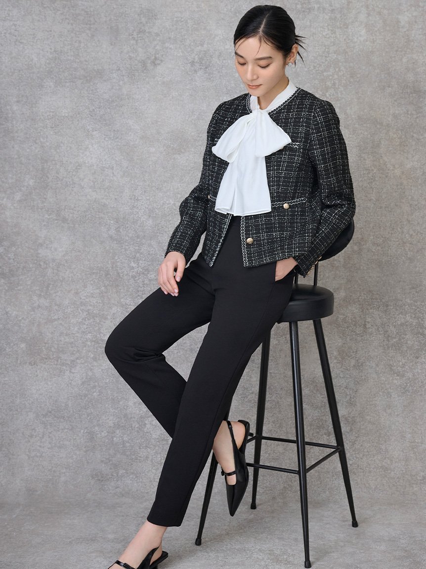 CELFORD｜ミドル丈ノーカラーツイードジャケット | Rakuten Fashion