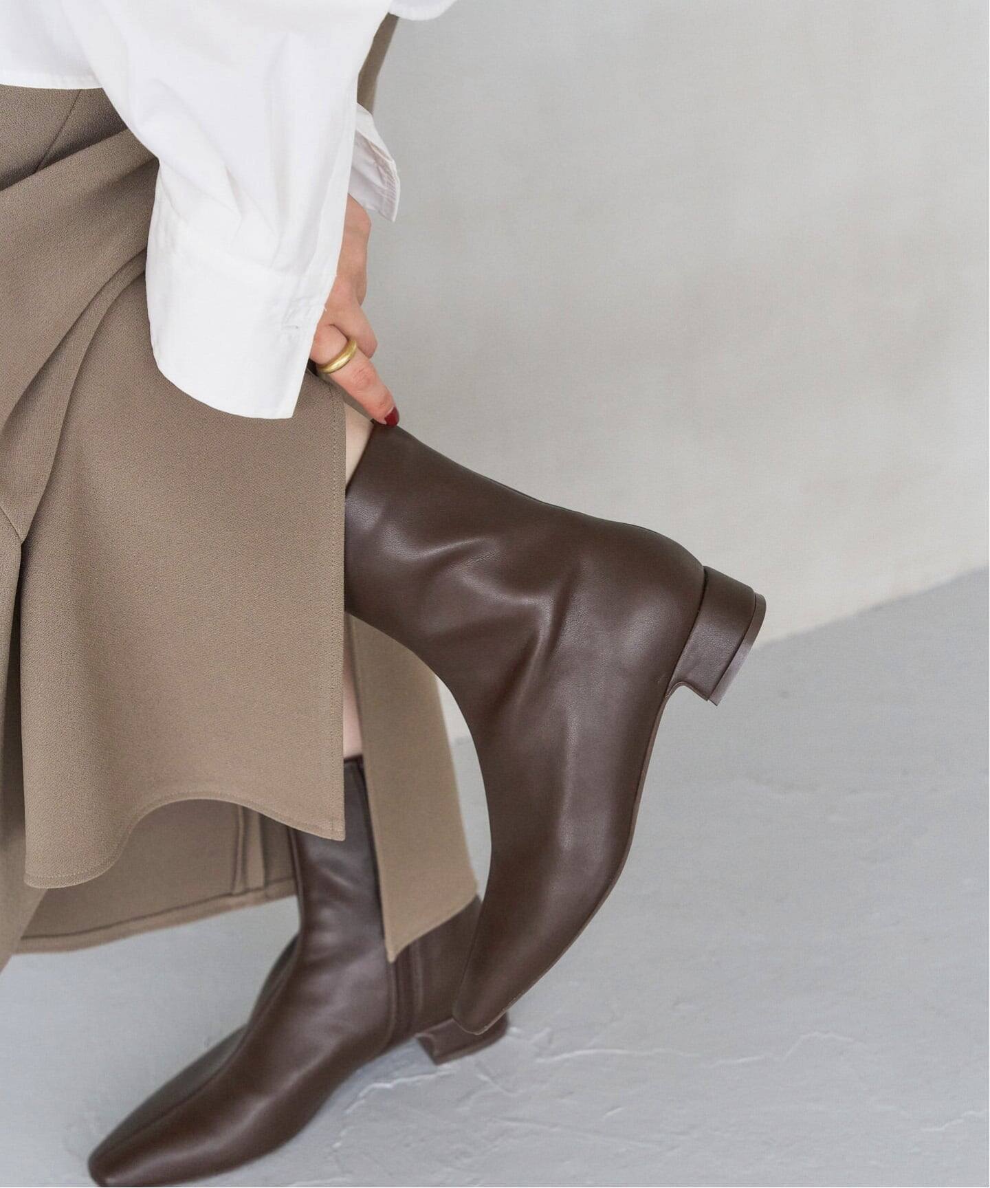 LE TALON｜《追加》3cmフレンチスクエアフィットショートブーツ