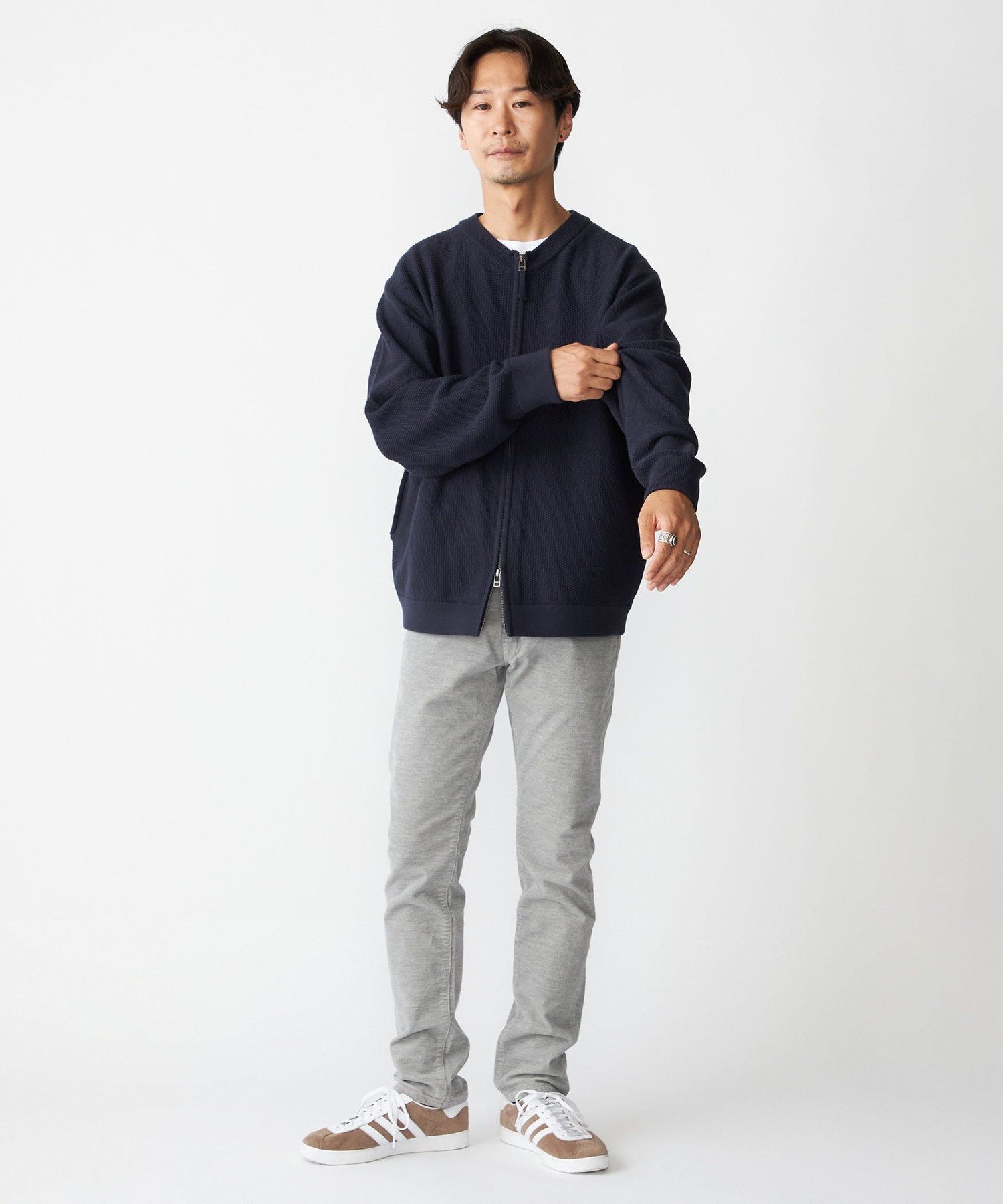 タグ付未使用⁂ピッコーネ⁂長そでカーディガン　シルク混　アルチビオ　ラクダ SHIPS:〈洗濯機可能〉SOLOTEX(R) コットン ピケ クルーネック ジップ