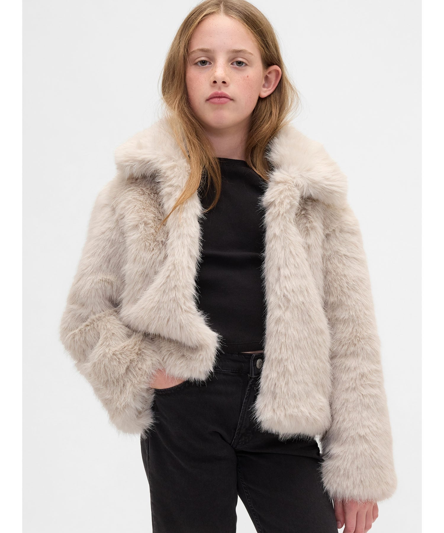GAP｜(K)リサイクル フェイクファー クロップドコート (キッズ