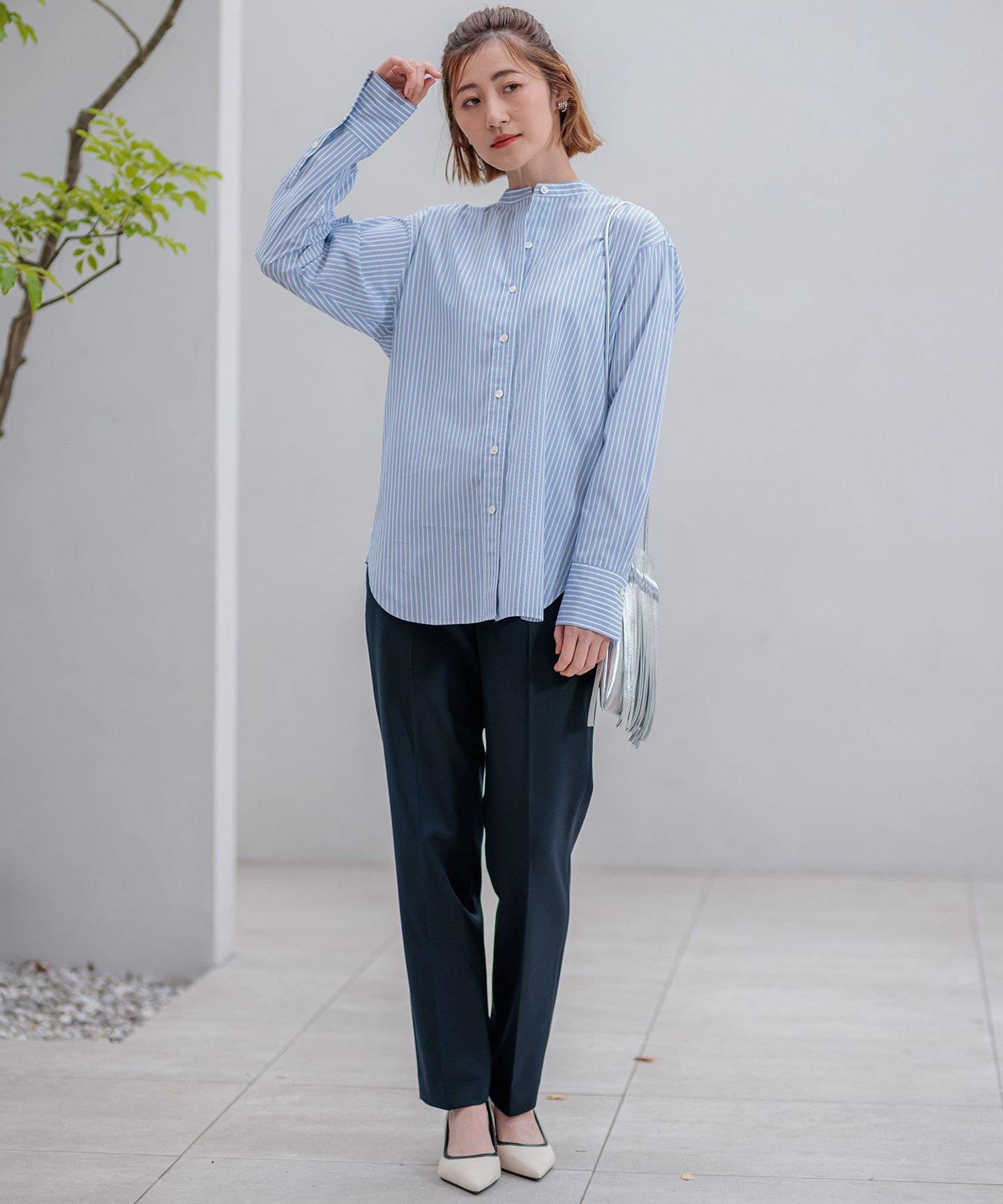 23区｜【洗える】CANCLINI バンドカラー シャツ | Rakuten Fashion