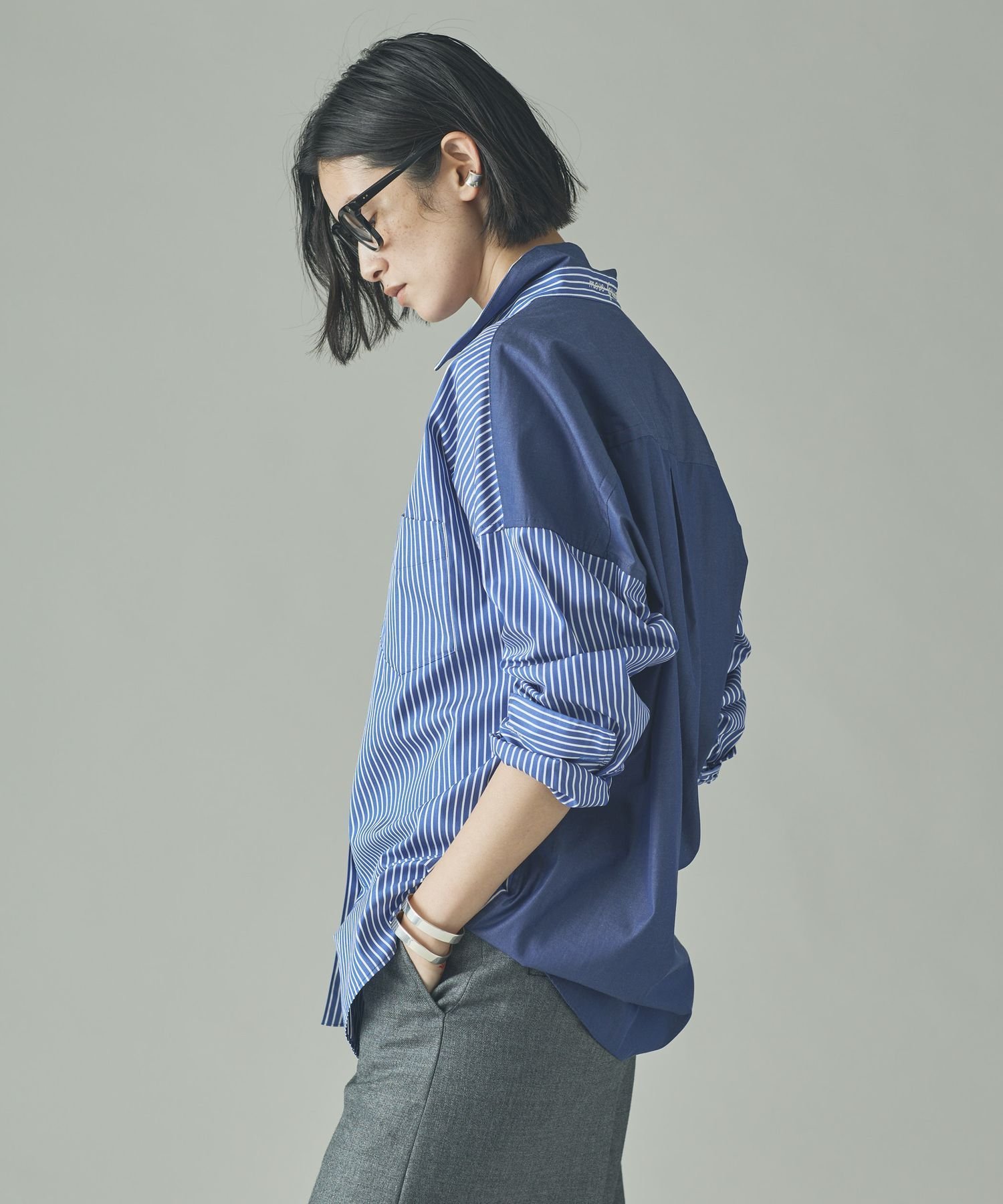 AAA Curensology(カレンソロジー)/＜&RC＞ビッグシャツ Curensology(カレンソロジー)｜〈&RC〉ビッグシャツコンビ/ネイビー の