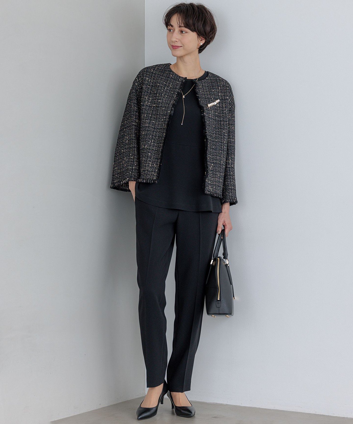 23区｜GIOLICA ノーカラー ツイード ジャケット | Rakuten Fashion