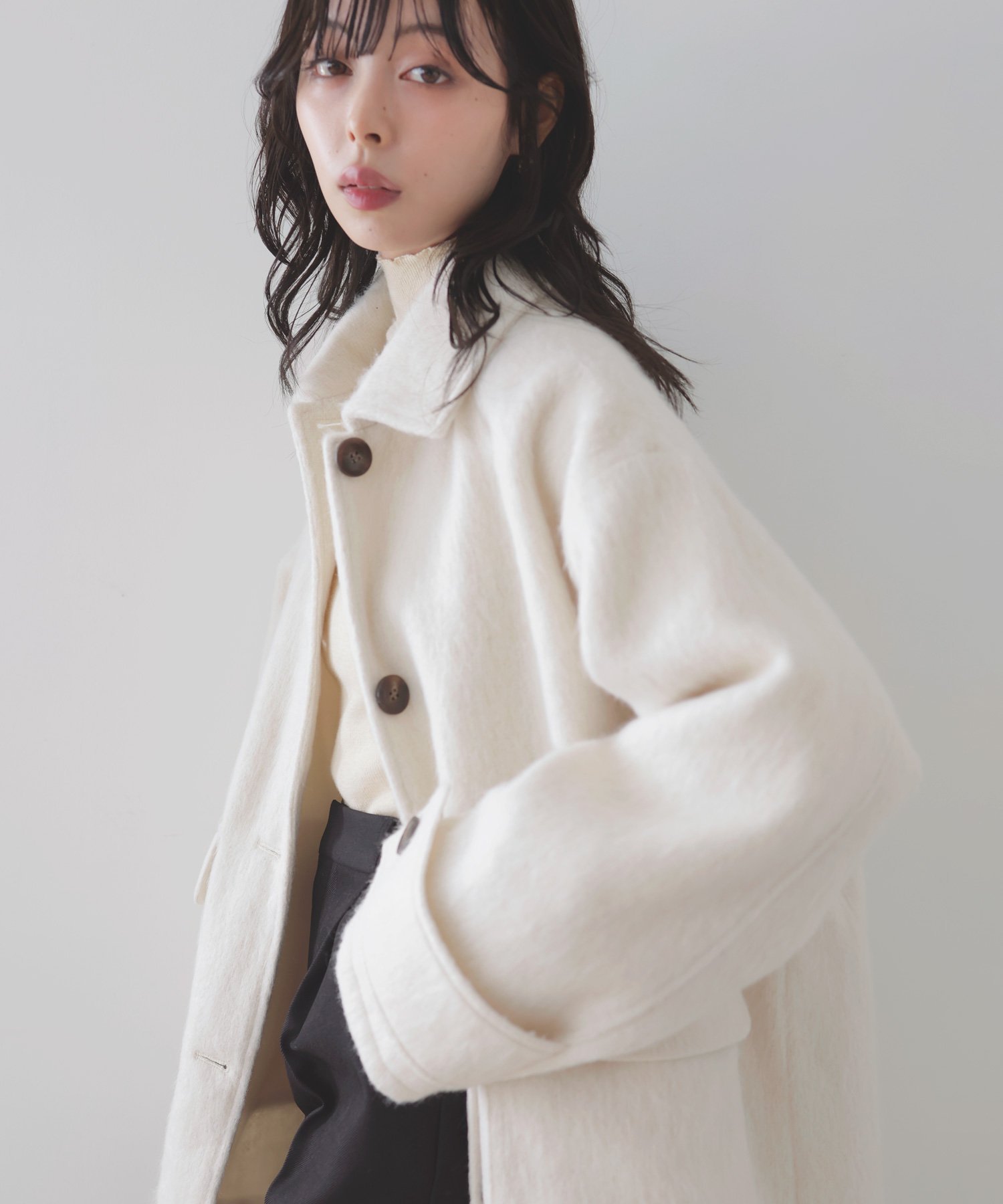 LIAN｜ステンカラーシャギージャケットコート | Rakuten Fashion(楽天