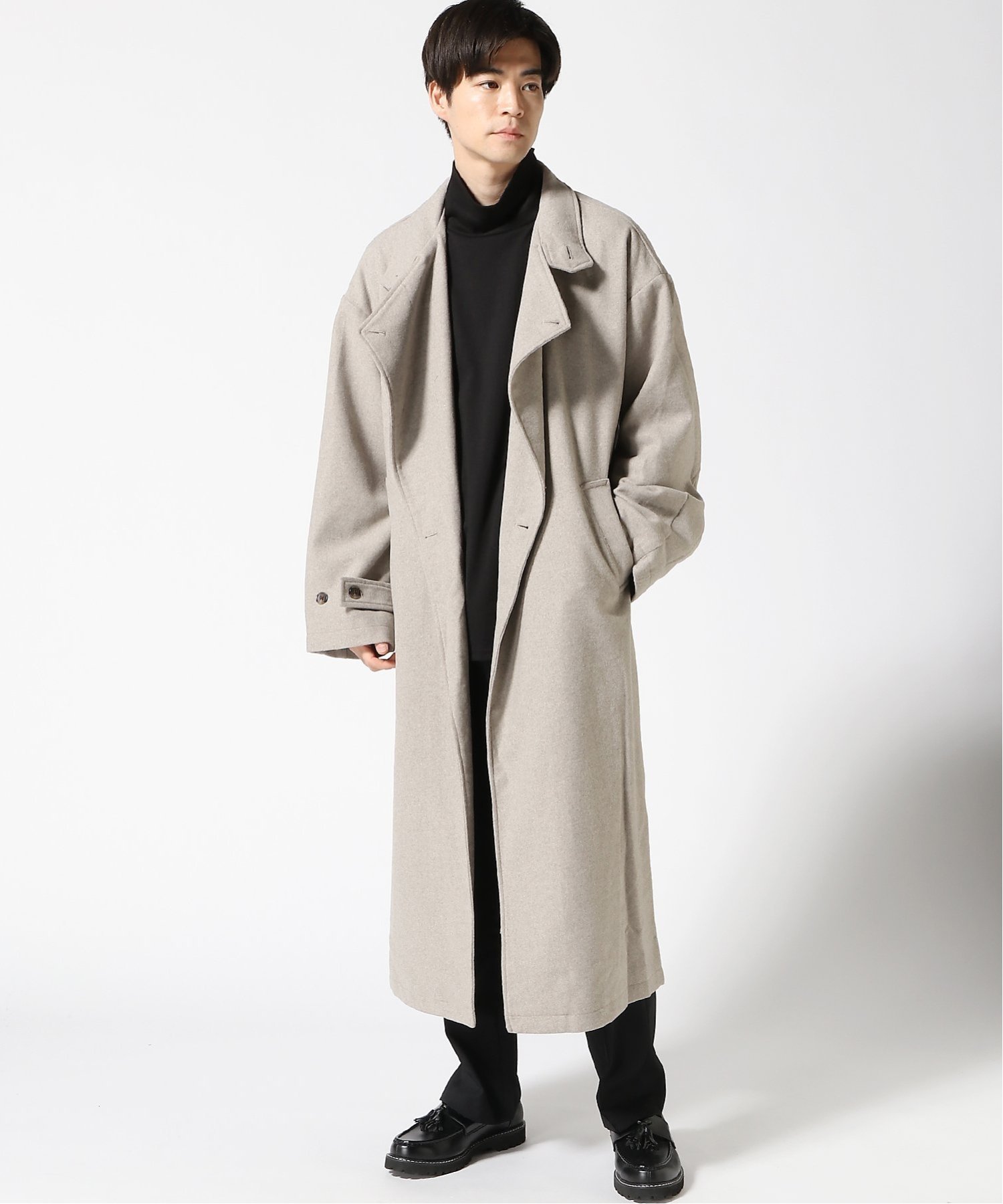 SITRY｜コート メンズ ウール ロング オーバーサイズ 2way ロング