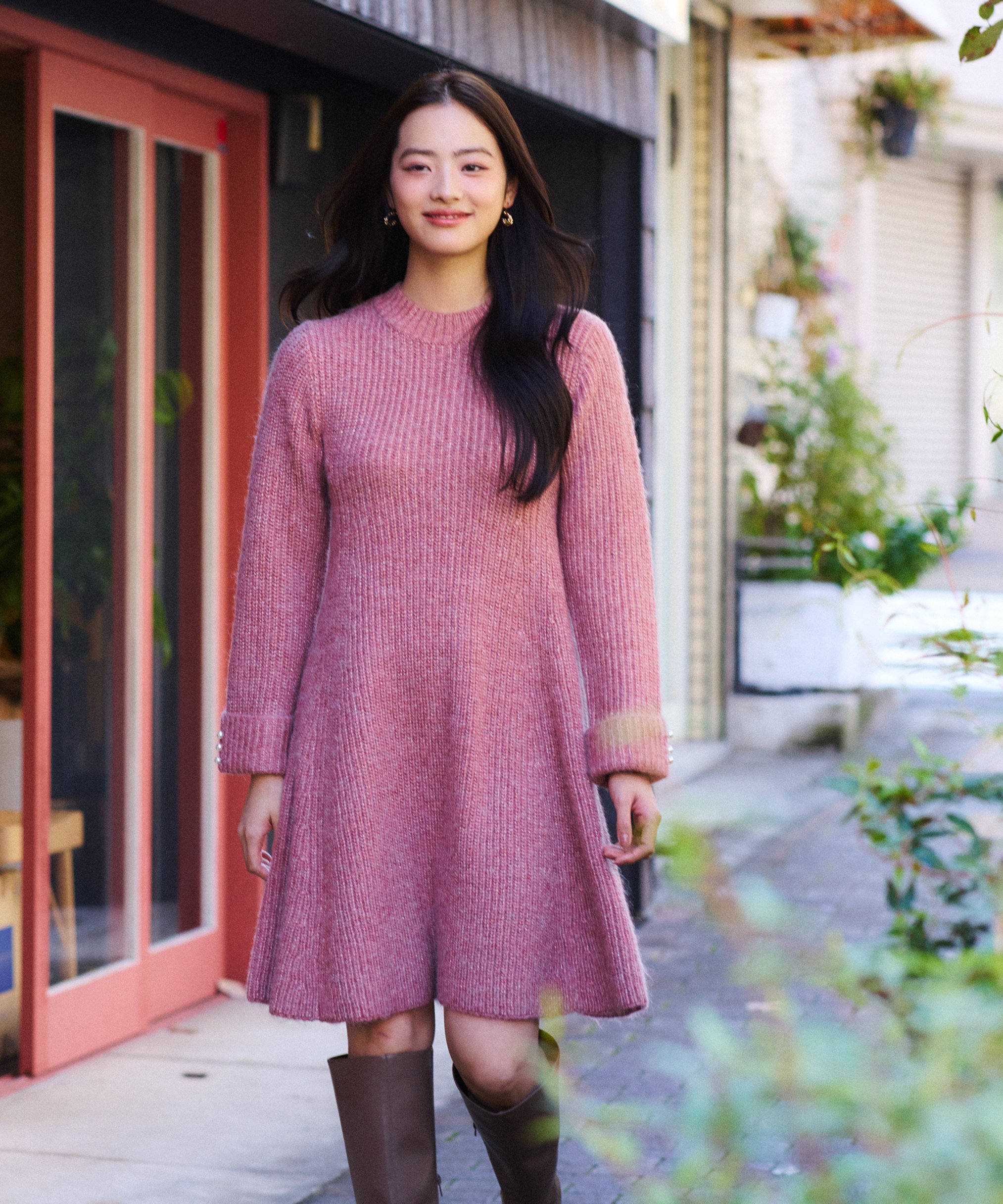 PROPORTION BODY DRESSING｜ウールブレンドラメ入りニットミニ