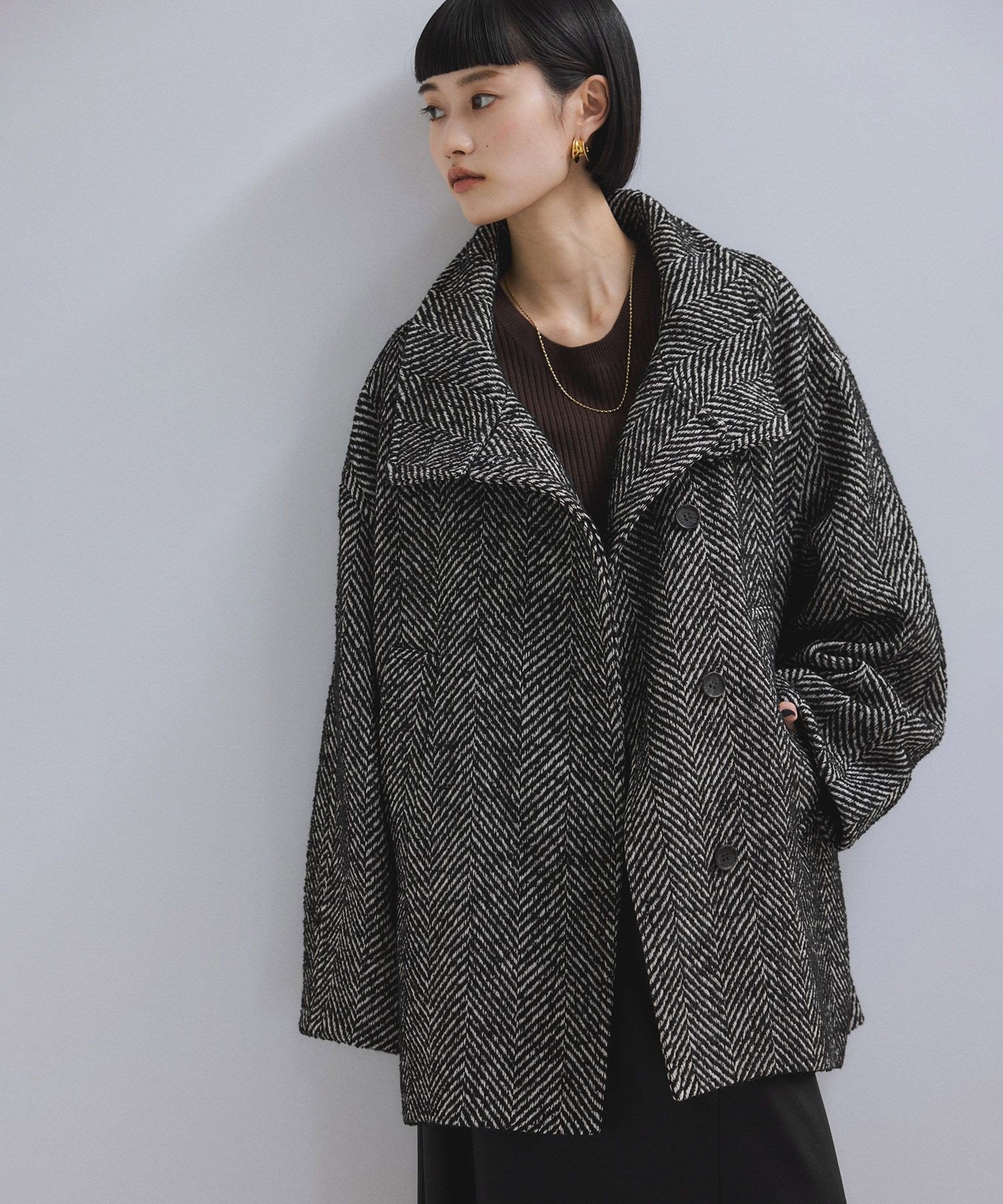 ADAM ET ROPE'｜【WEB限定】スタンドカラーウールミドルコート