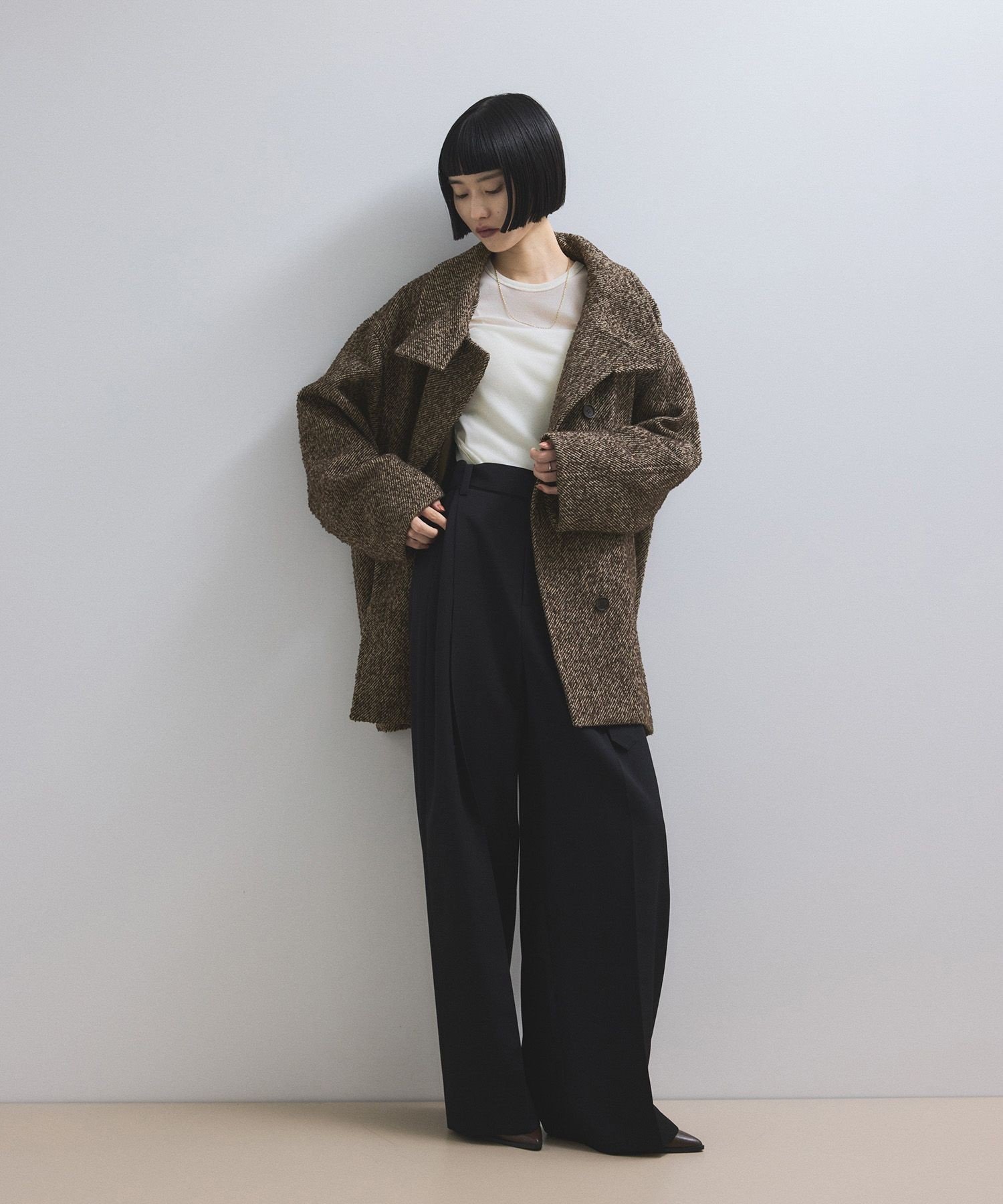 ADAM ET ROPE'｜【WEB限定】スタンドカラーウールミドルコート