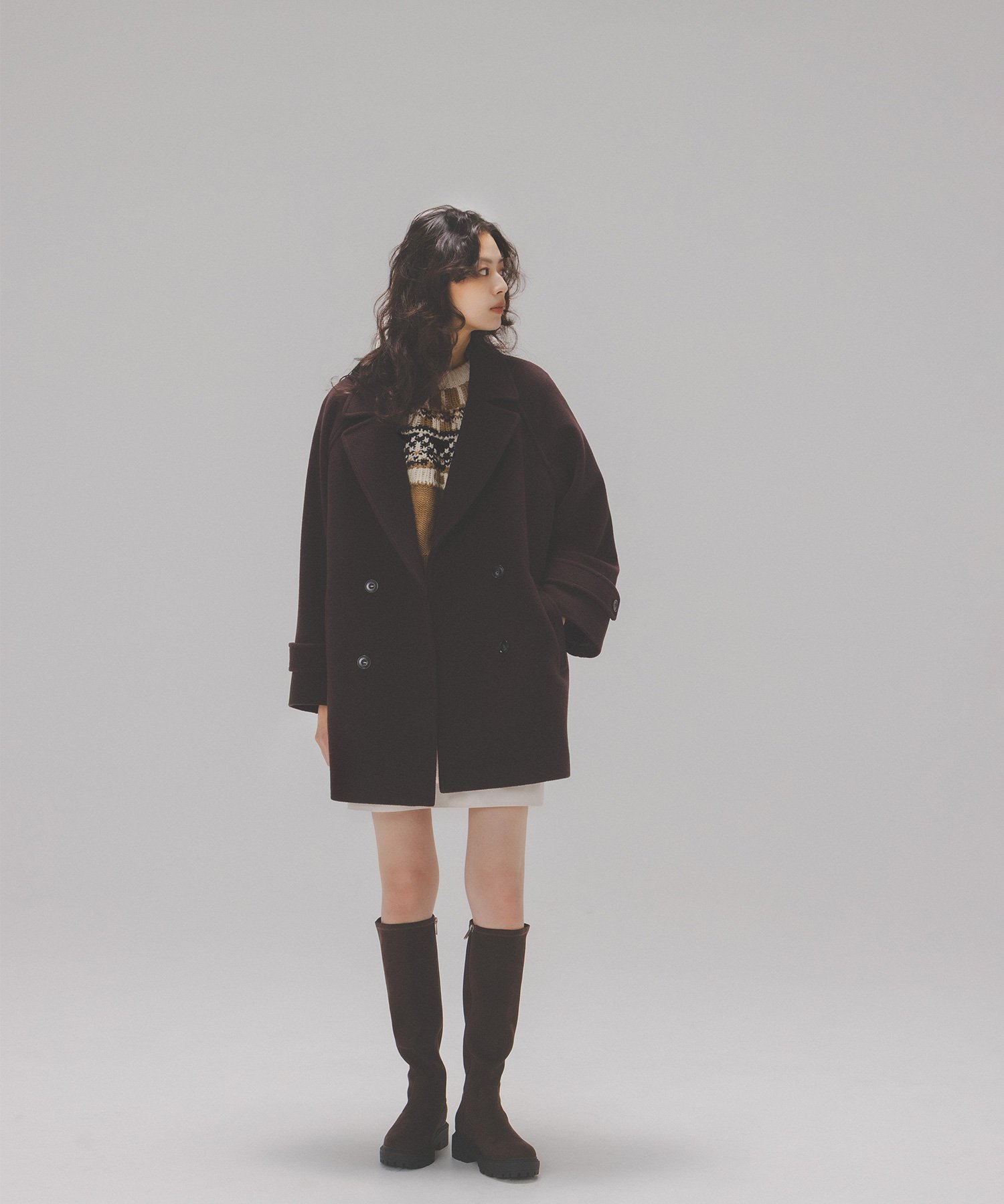 NATURAL BEAUTY BASIC｜ダブルブレストフォルムミドルコート | Rakuten