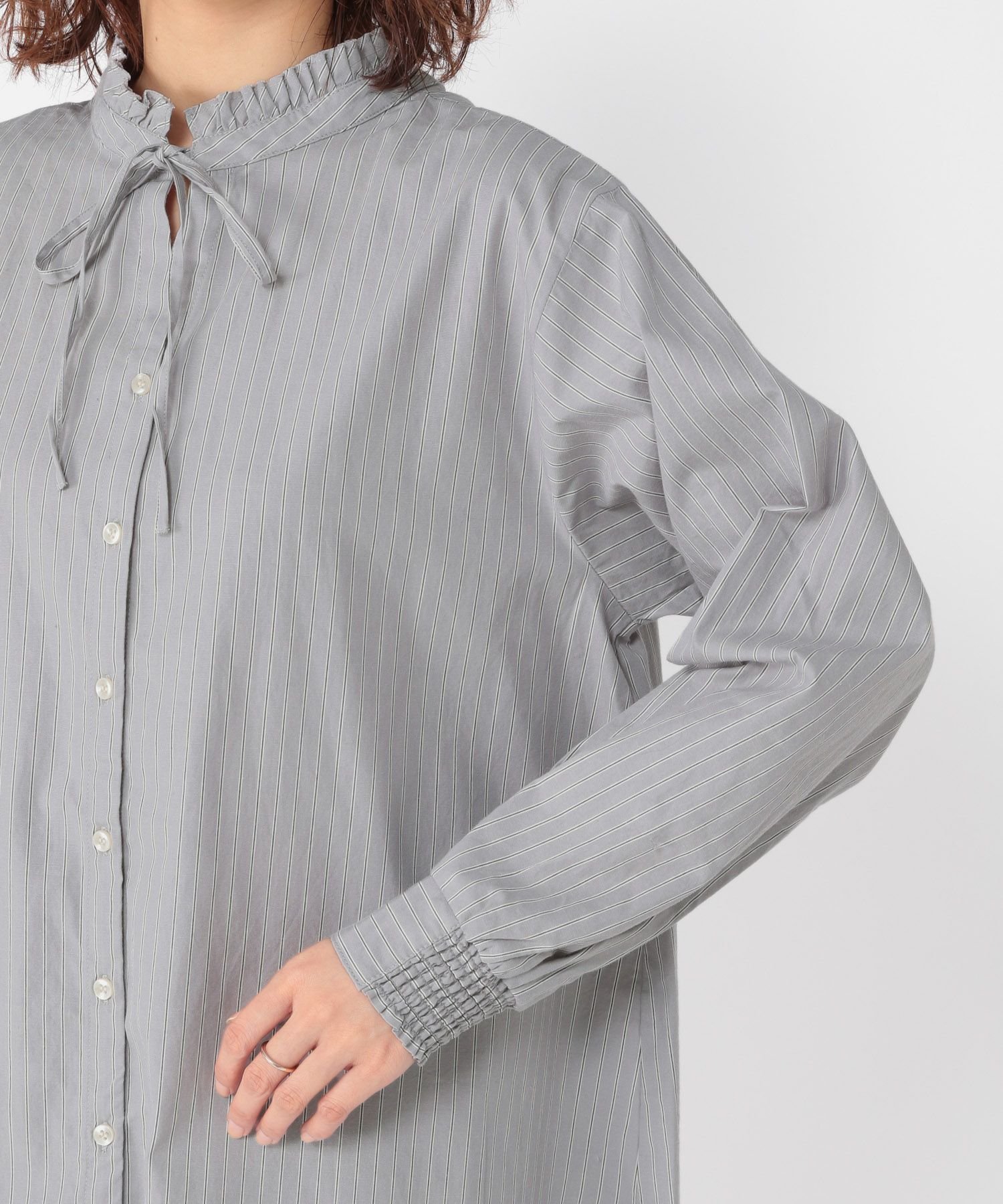 studio CLIP｜ダブルフロントポプリンストライプブラウス | Rakuten