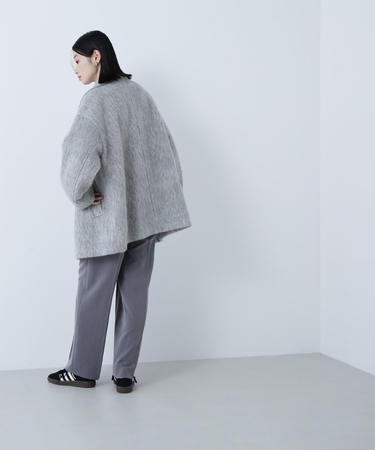 NATURAL BEAUTY BASIC｜スタンドネックシャギーミディコート | Rakuten