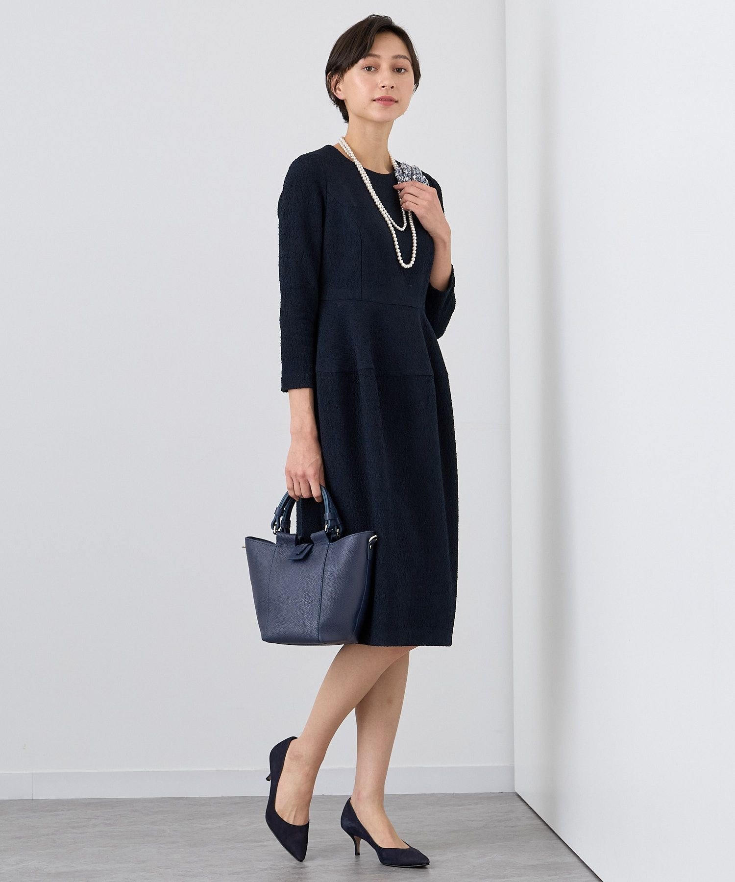 ANAYI｜【Eternal Line 2024】ツイードジャージーコクーン ワンピース