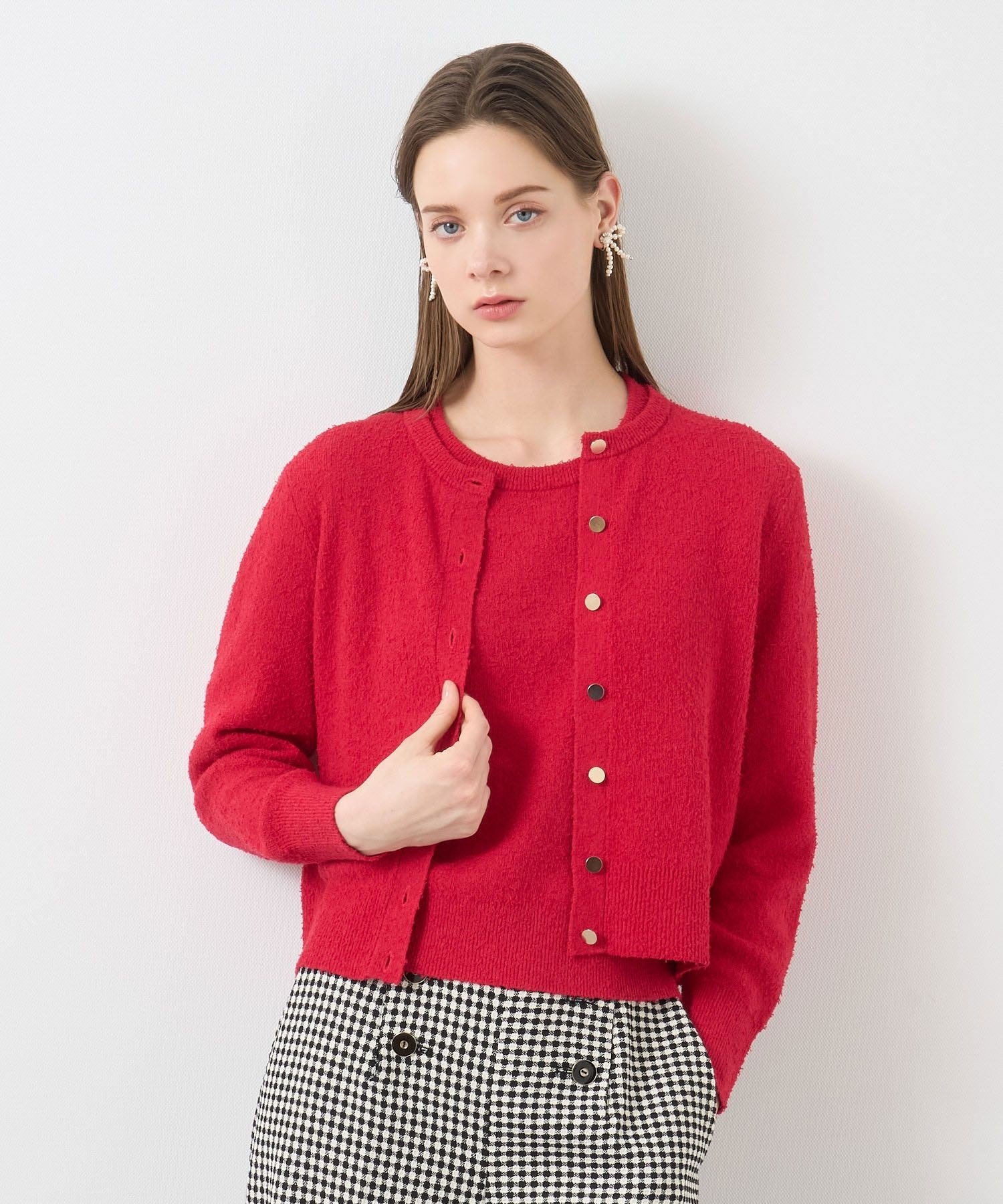 ANAYI｜ネップスムースクルーネックカーディガン | Rakuten Fashion