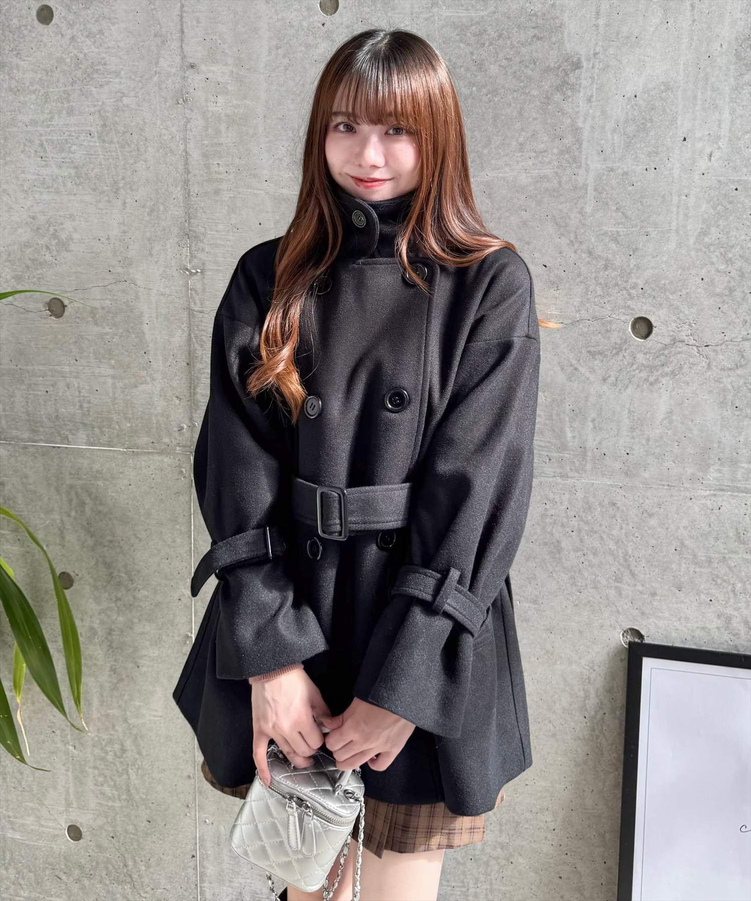 clear｜フェイクウールベルト付きダブルミドルコート | Rakuten