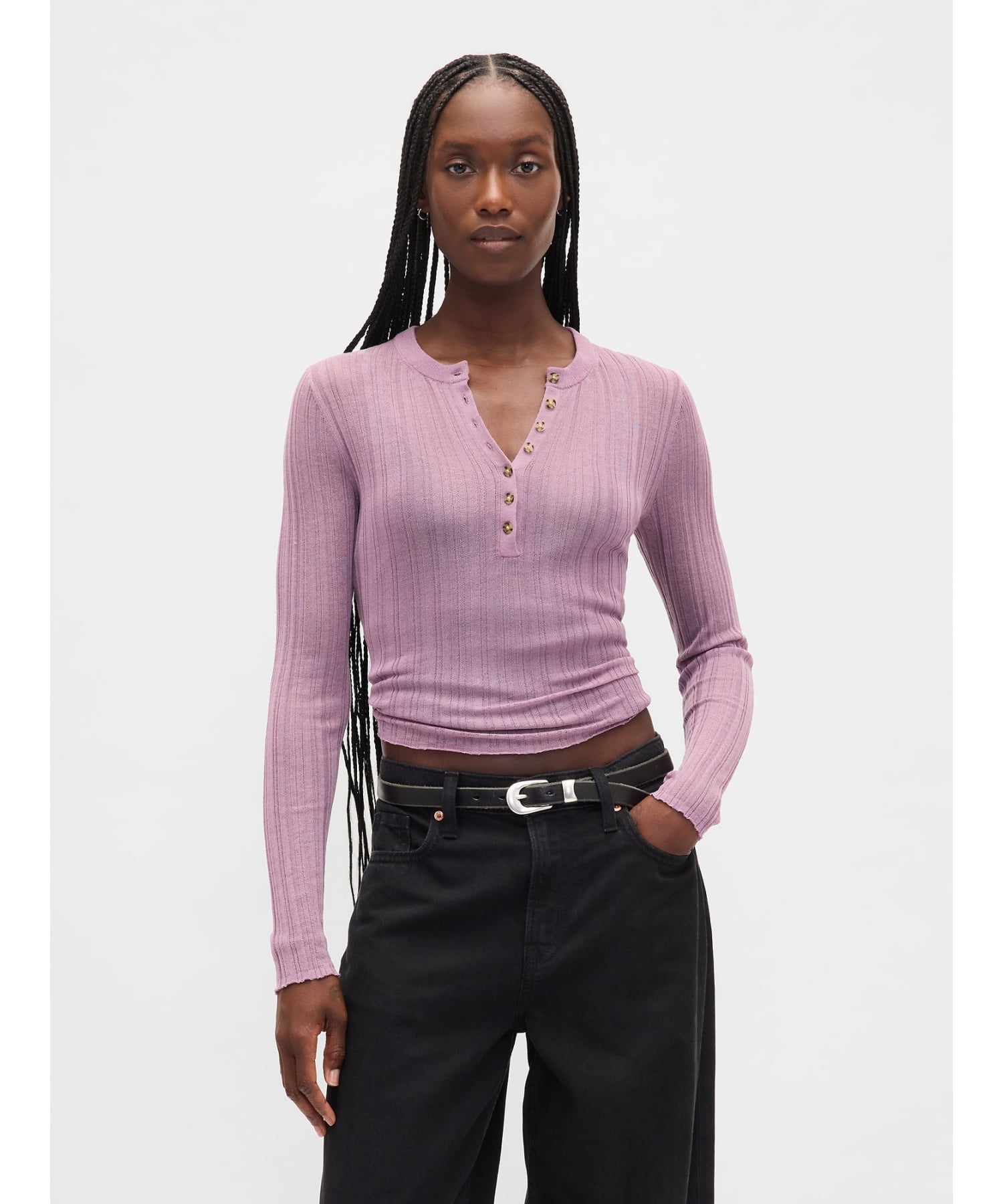 GAP｜(W)シアー リブ ヘンリーネックセーター | Rakuten Fashion(楽天